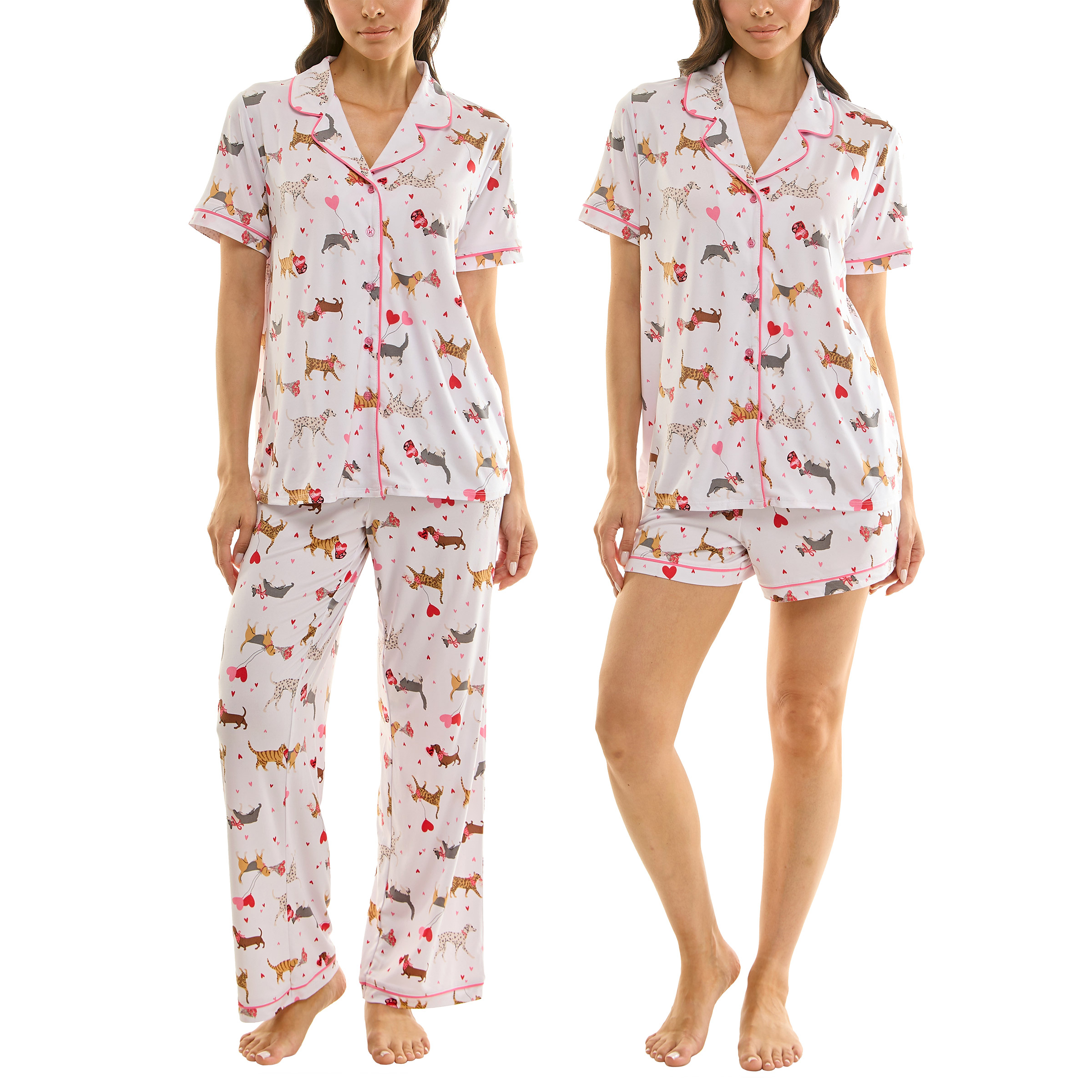 Jaclyn Women's Valentine's Day 3-piece Notch Collar PJ Set
