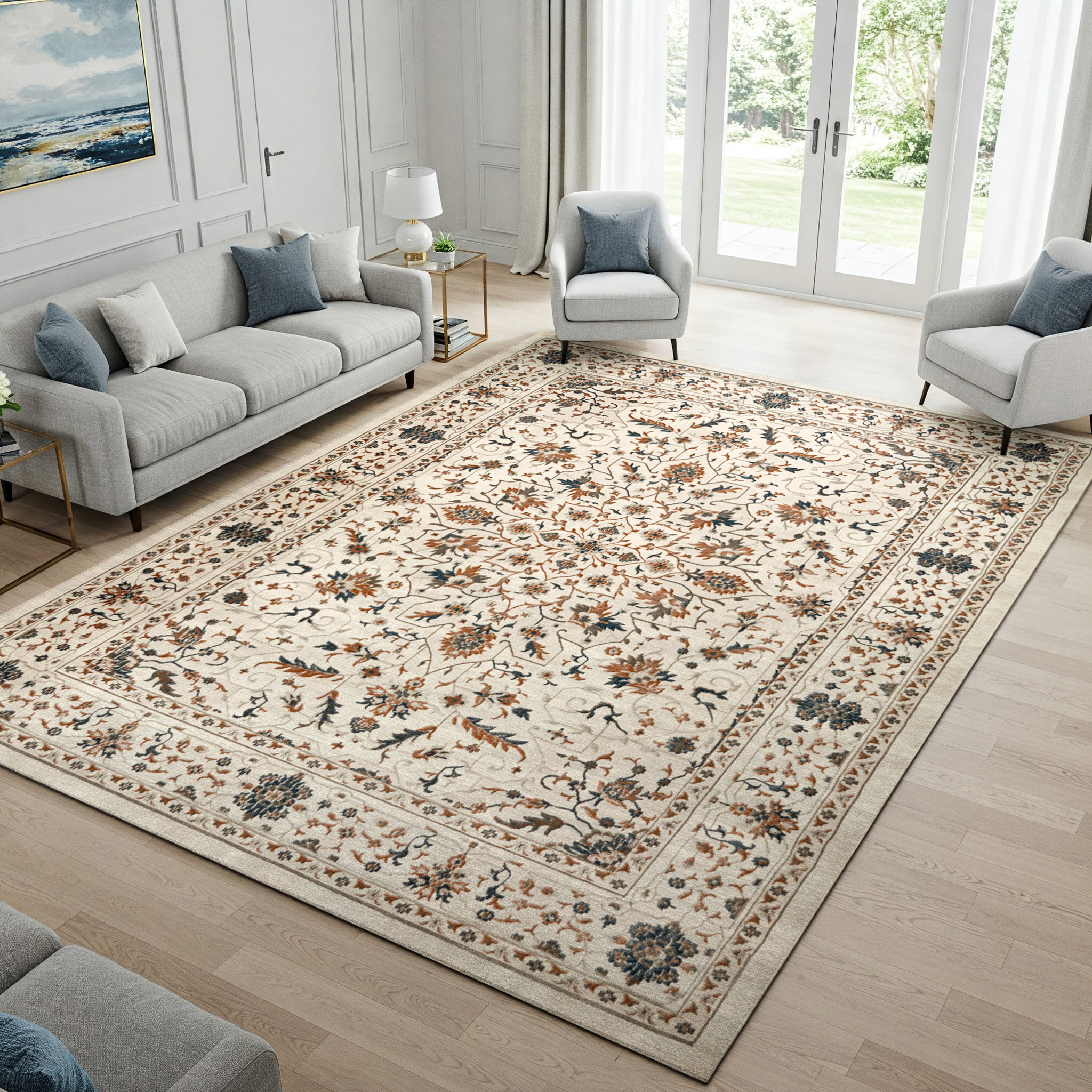 Hampton Court Area Rug Collection  Pienza Ivory