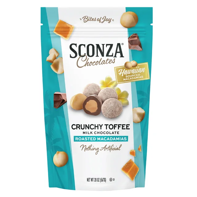 CRUNCHY TOFFEE MACADAMIAS 20OZ P384 T6H4 SL270