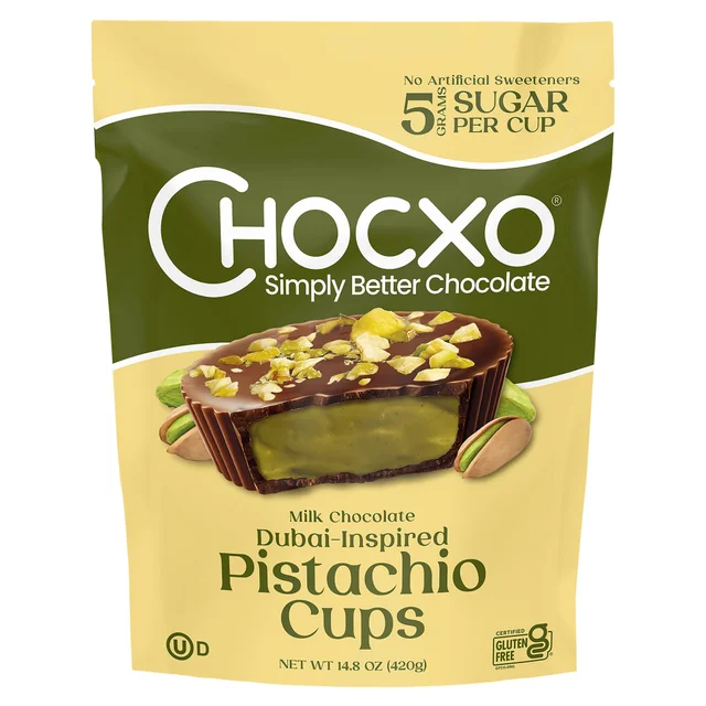 CHOCXO MILK CHOCOLATE PISTACHIO CUPS 14.8 OUNCES