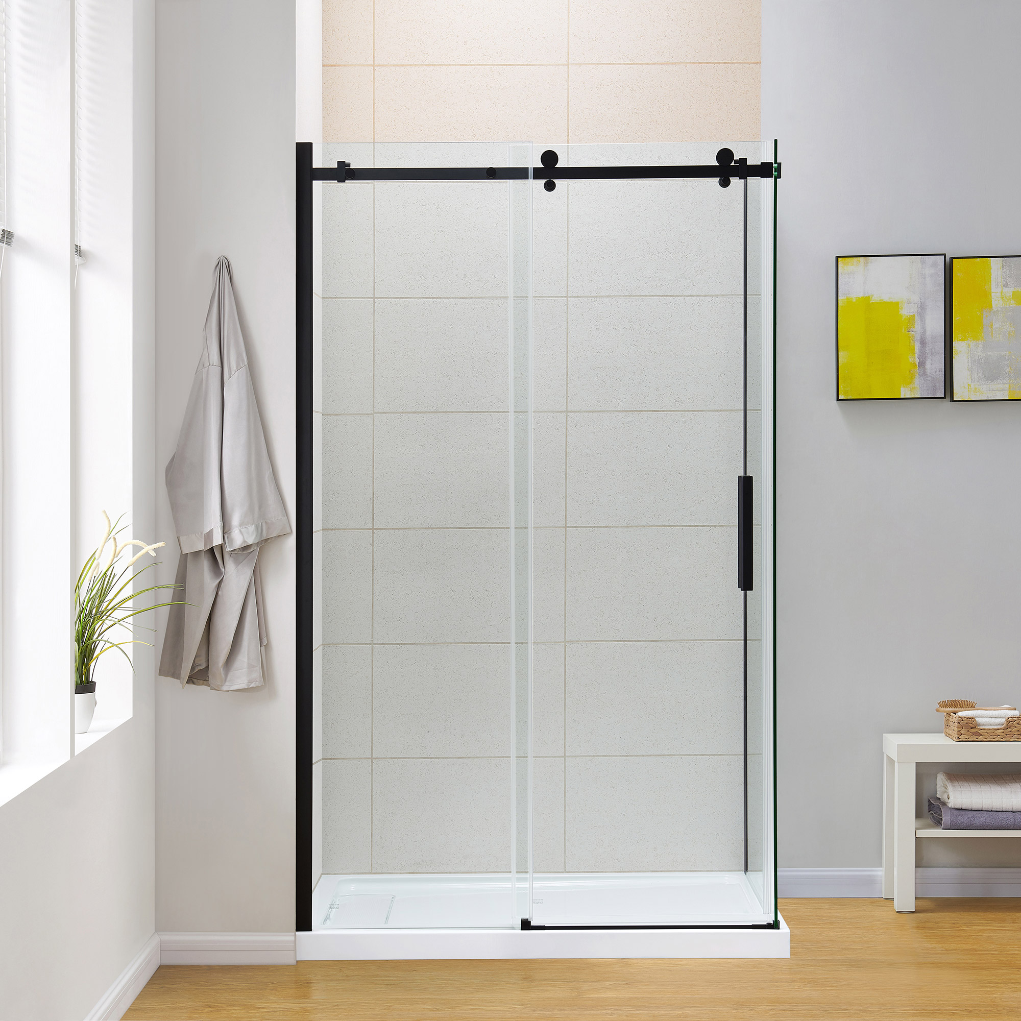 OVE Kelsey 48 in. x 32 in. Corner Shower Kit with Base