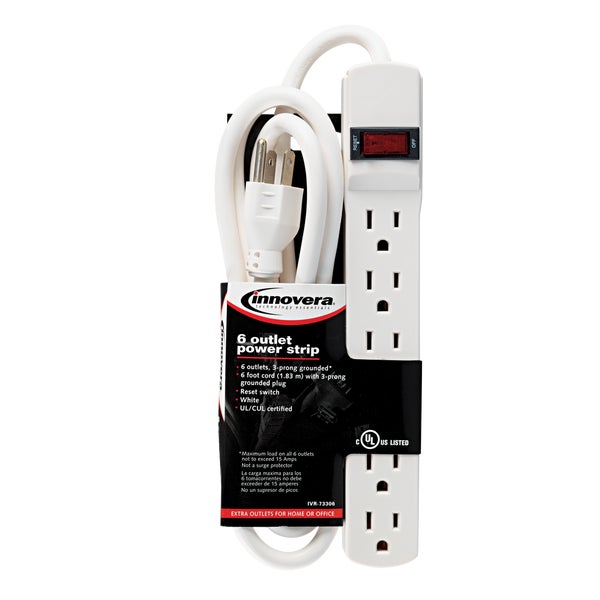 Power Strip, 6 Outlets, 6 ft Cord, Ivory Power Strip, 6 Outlets, 6 ft Cord, Ivory