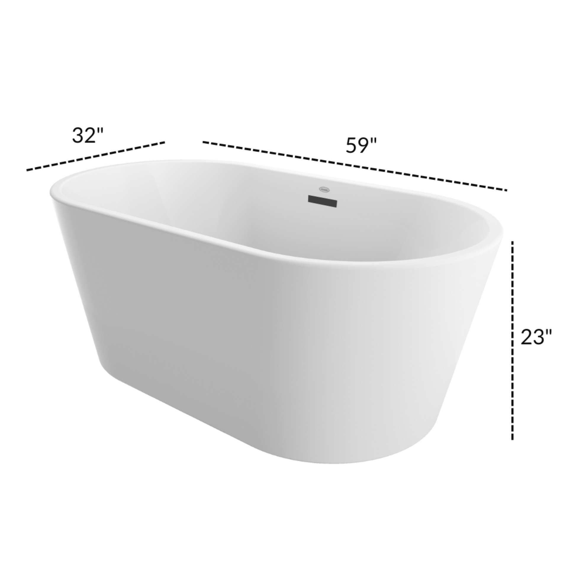 Jacuzzi Celeste Freestanding White Soaking Bath with Chrome Drain