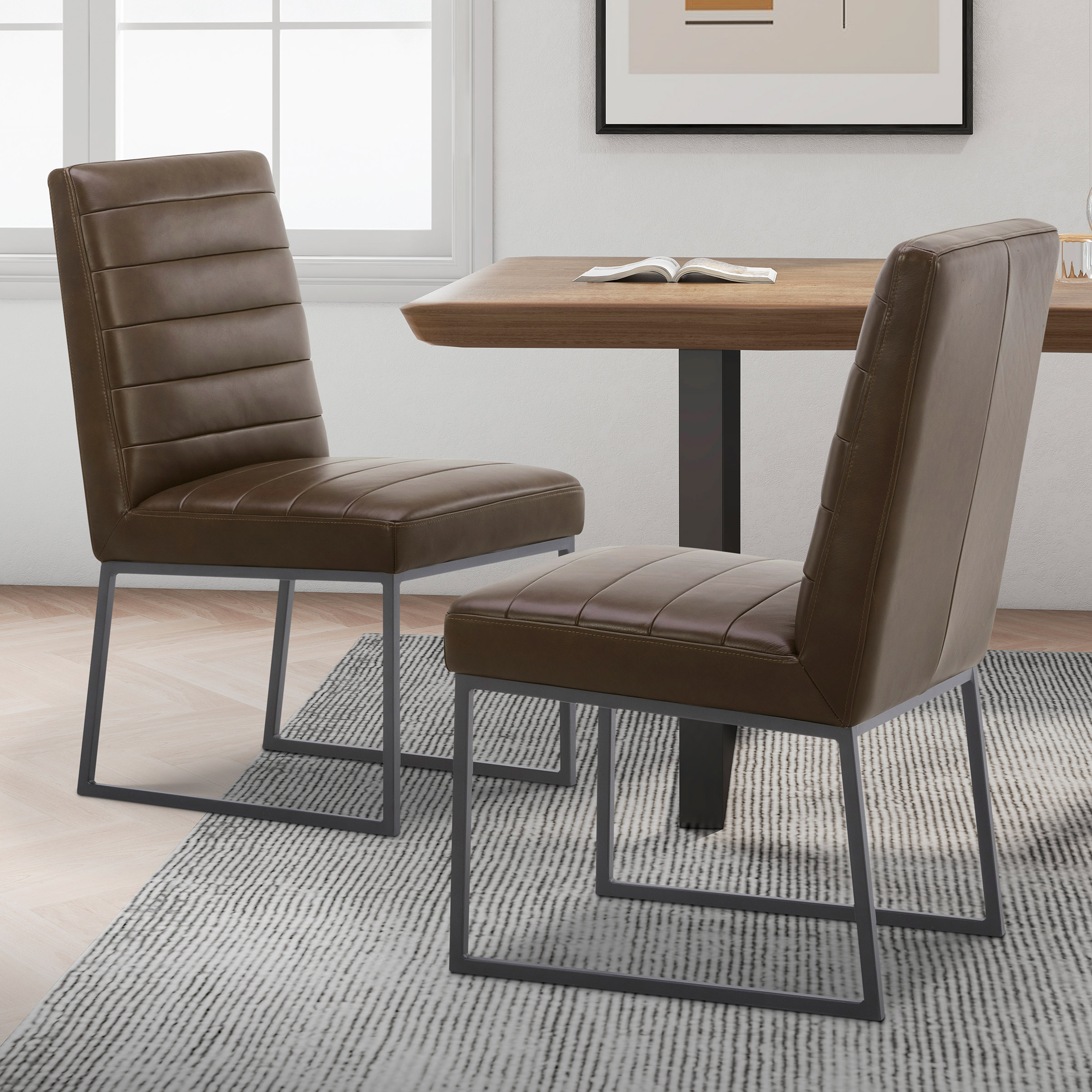 Kirkwood Top Grain Leather Dining Chair 2-pack | Costco