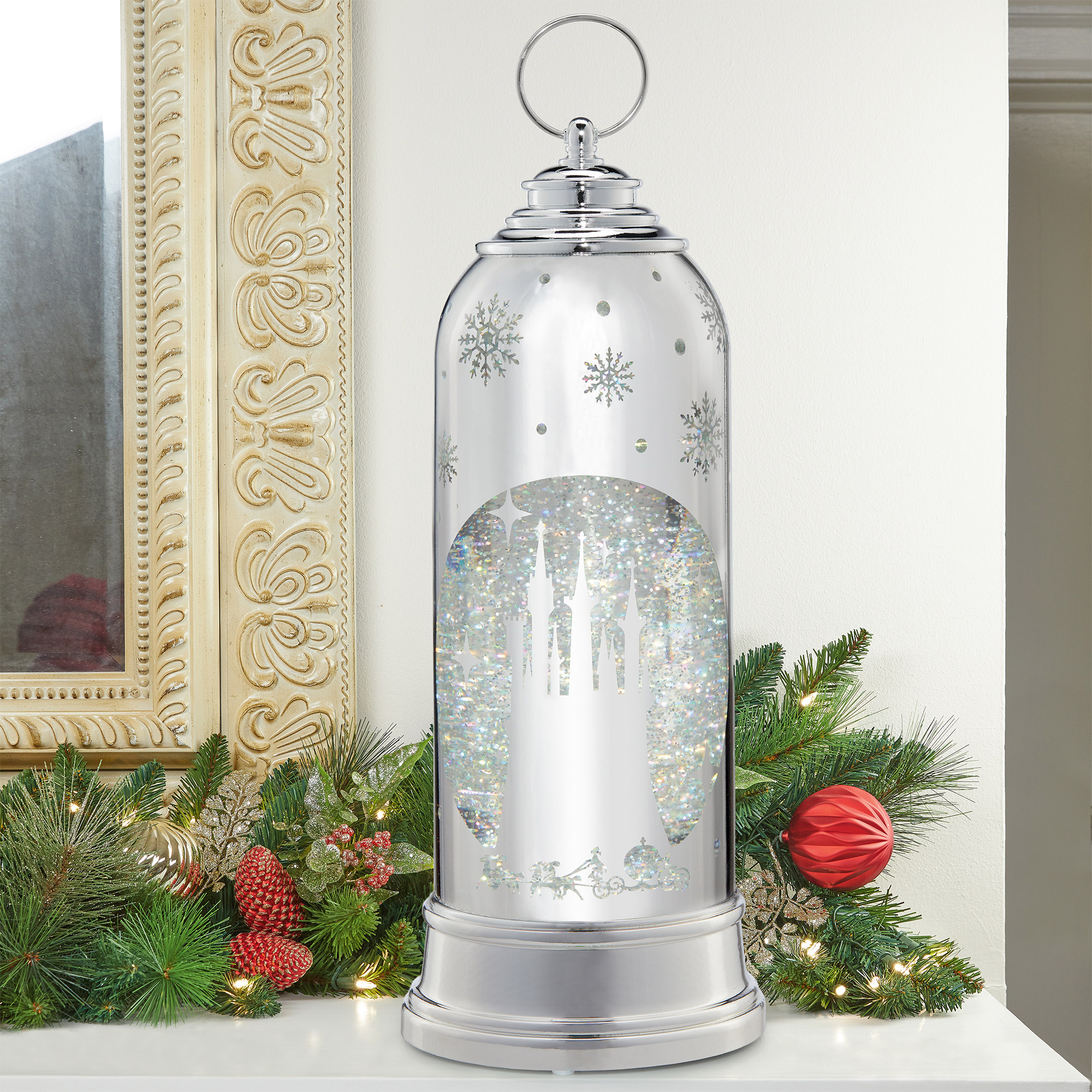 Disney Holiday Laser Engraved Lantern with LED light, Silver