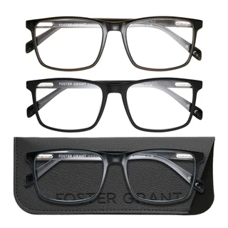 Design Optics by Foster Grant, +1.25, #815 Classic Plastic Square Reading Glasses, 3-pack
