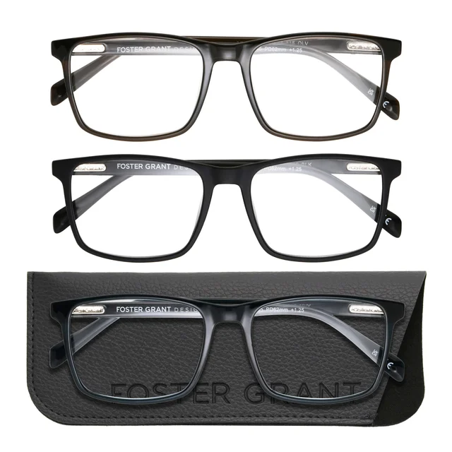 Design Optics by Foster Grant, +2.75, #815 Classic Plastic Square Reading Glasses, 3-pack
