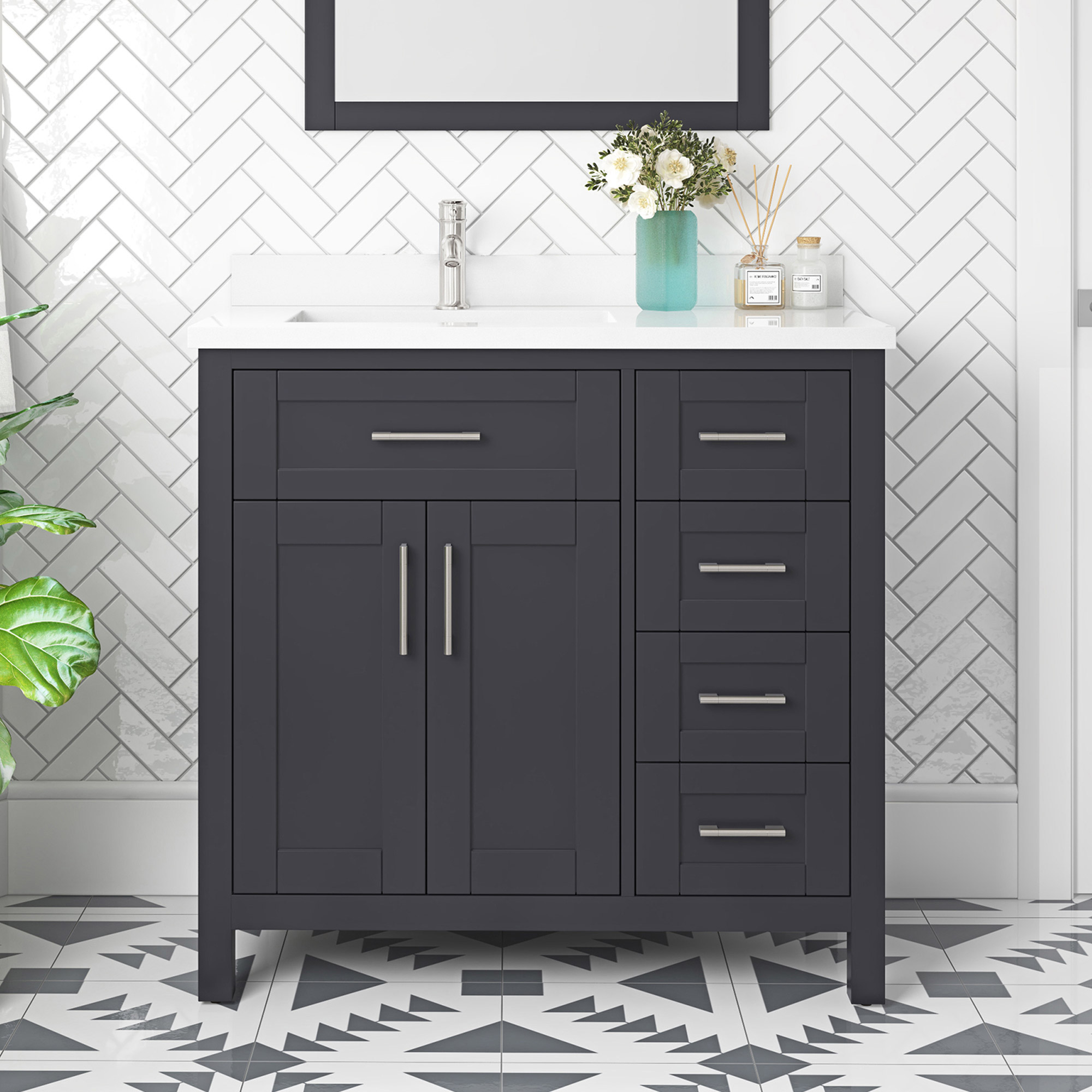 OVE Decors Parkway Bath Vanity w/ Quartz Top in Gray | Costco