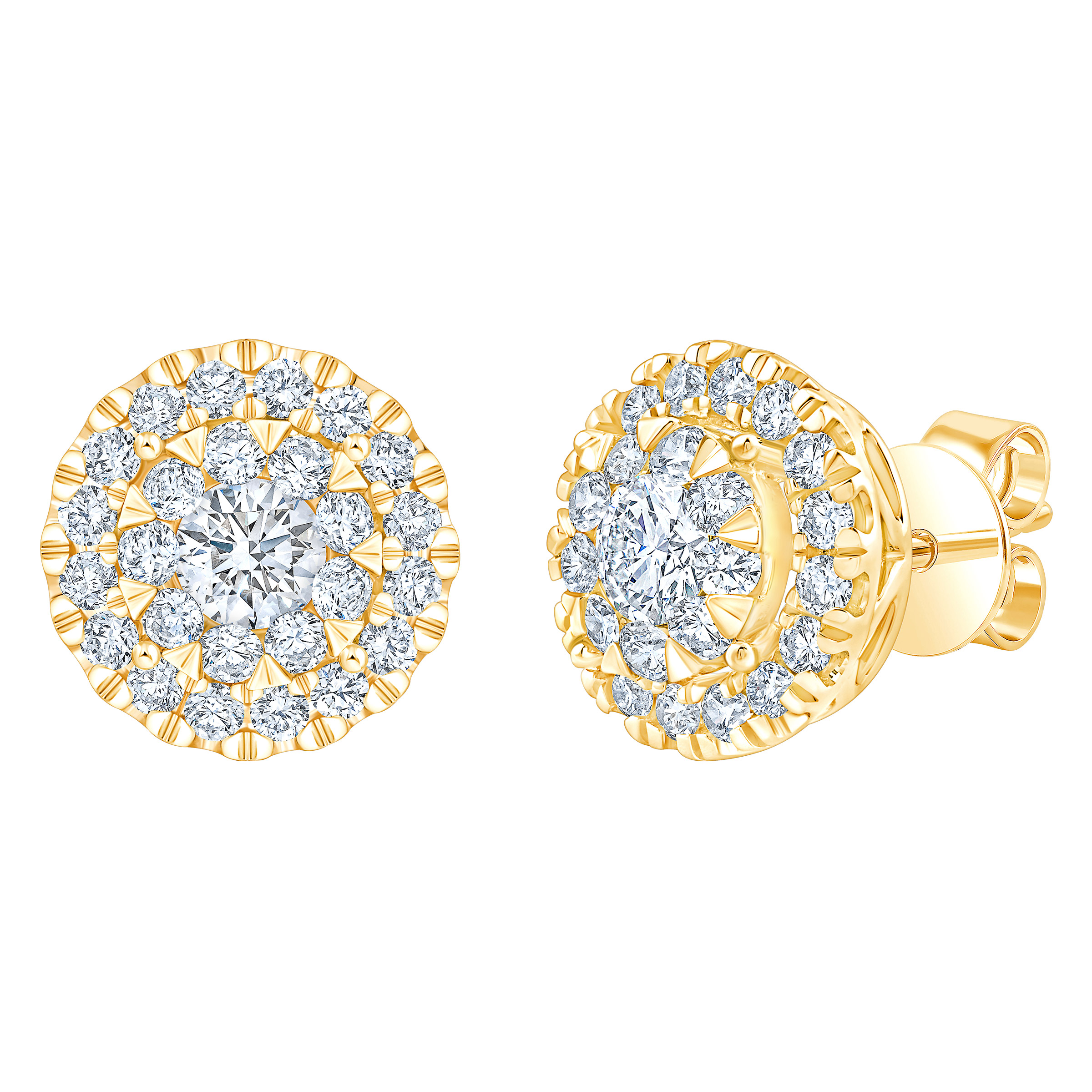 Round Brilliant Diamond Halo Stud Earrings (1.22 ctw)