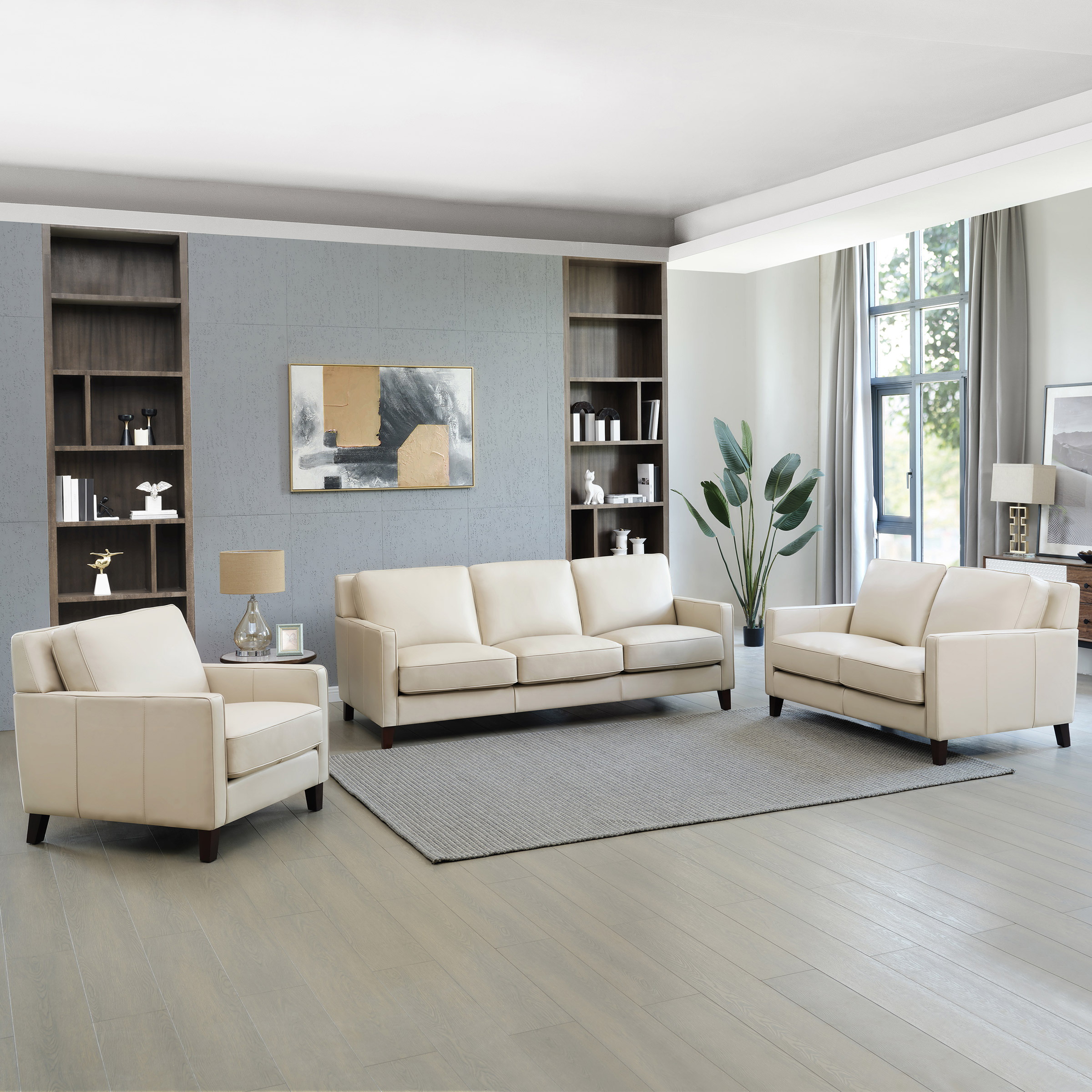 Prospera Home West Park Top Grain Leather Sofa, Loveseat and Chair