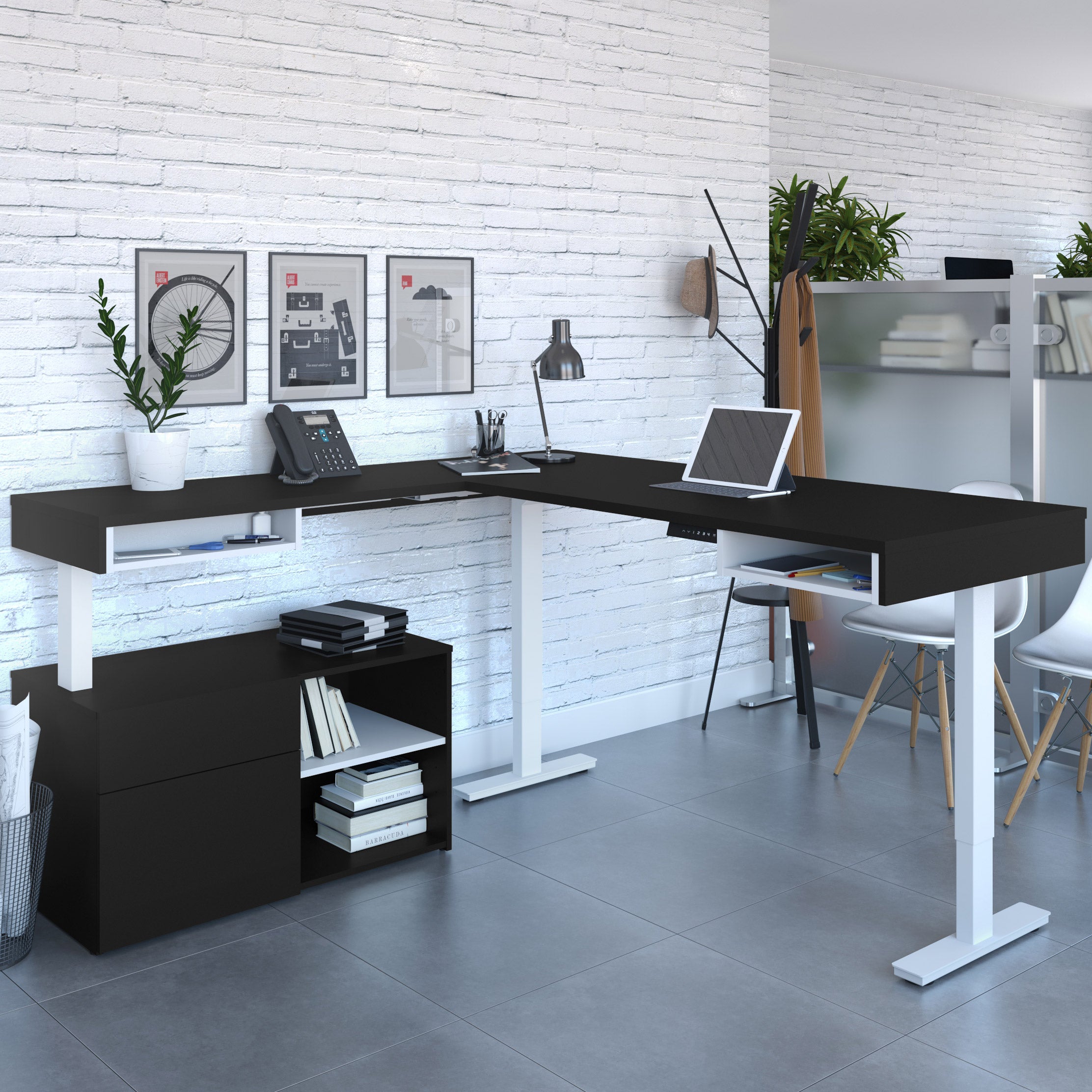 Viva L-Shape Stand Adjustable Workstation