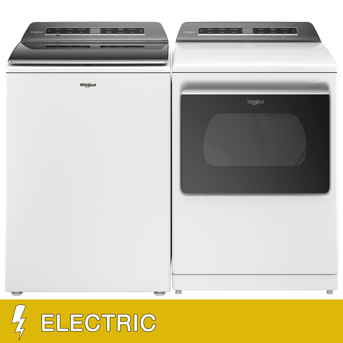 Whirlpool 5.3 cu. ft. Top Load Washer with 2 in 1 Removable Agitator and 7.4 cu. ft. ELECTRIC Dryer
