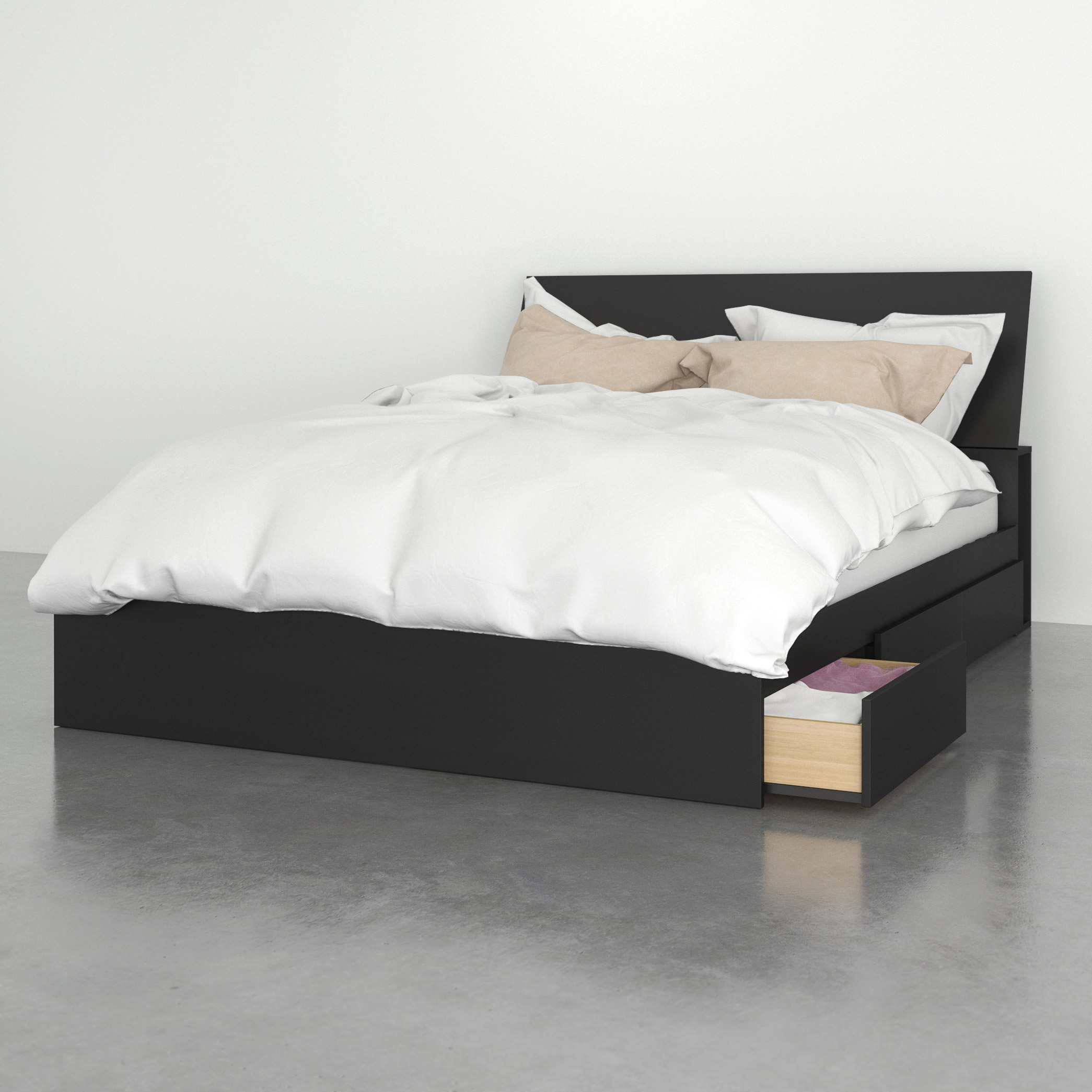Nexera Modern Queen Storage Bed, Black