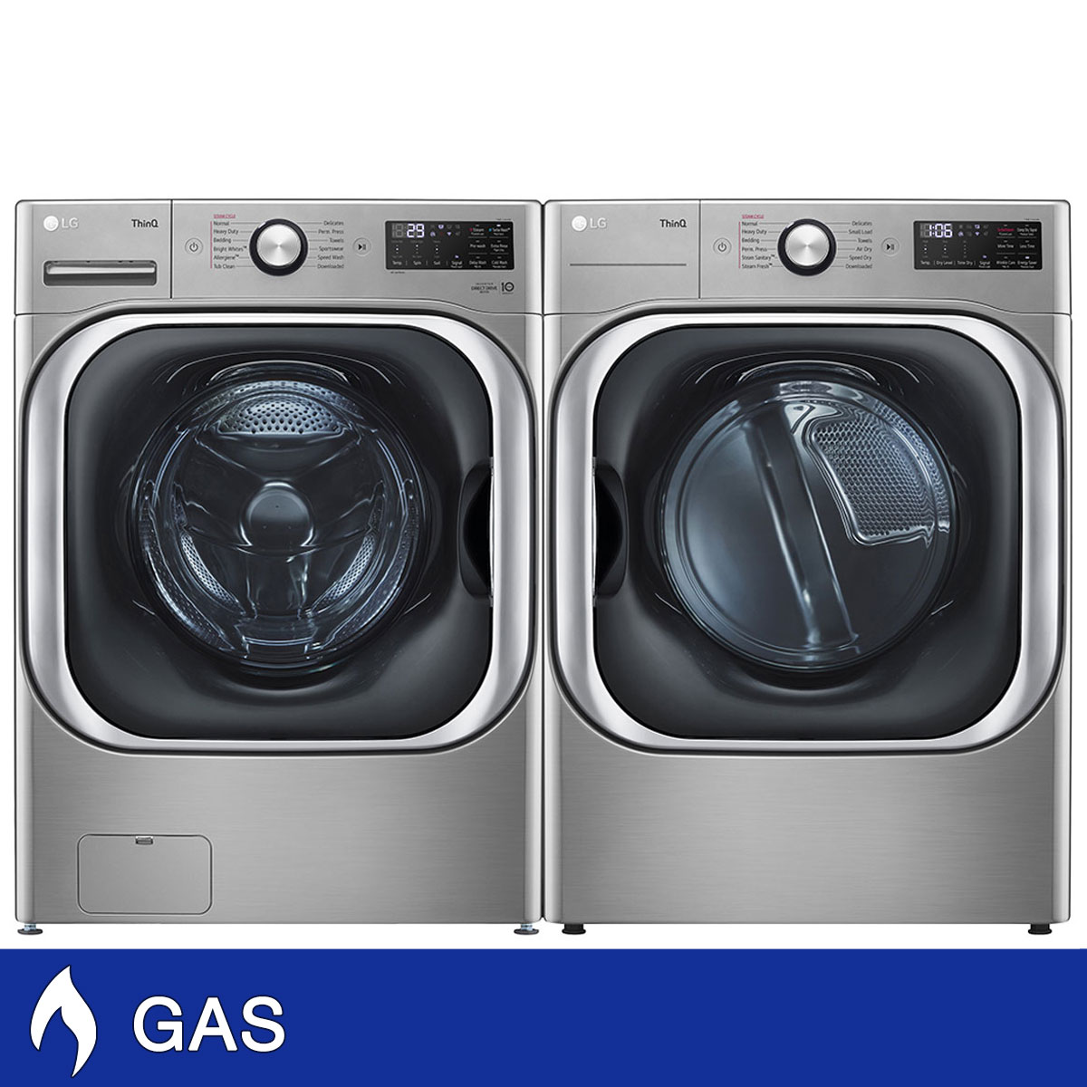 LG 5.2 cu. ft. Front Load Washer with TurboWash and 9.0 cu. ft. GAS Dryer with Built-In Intelligence