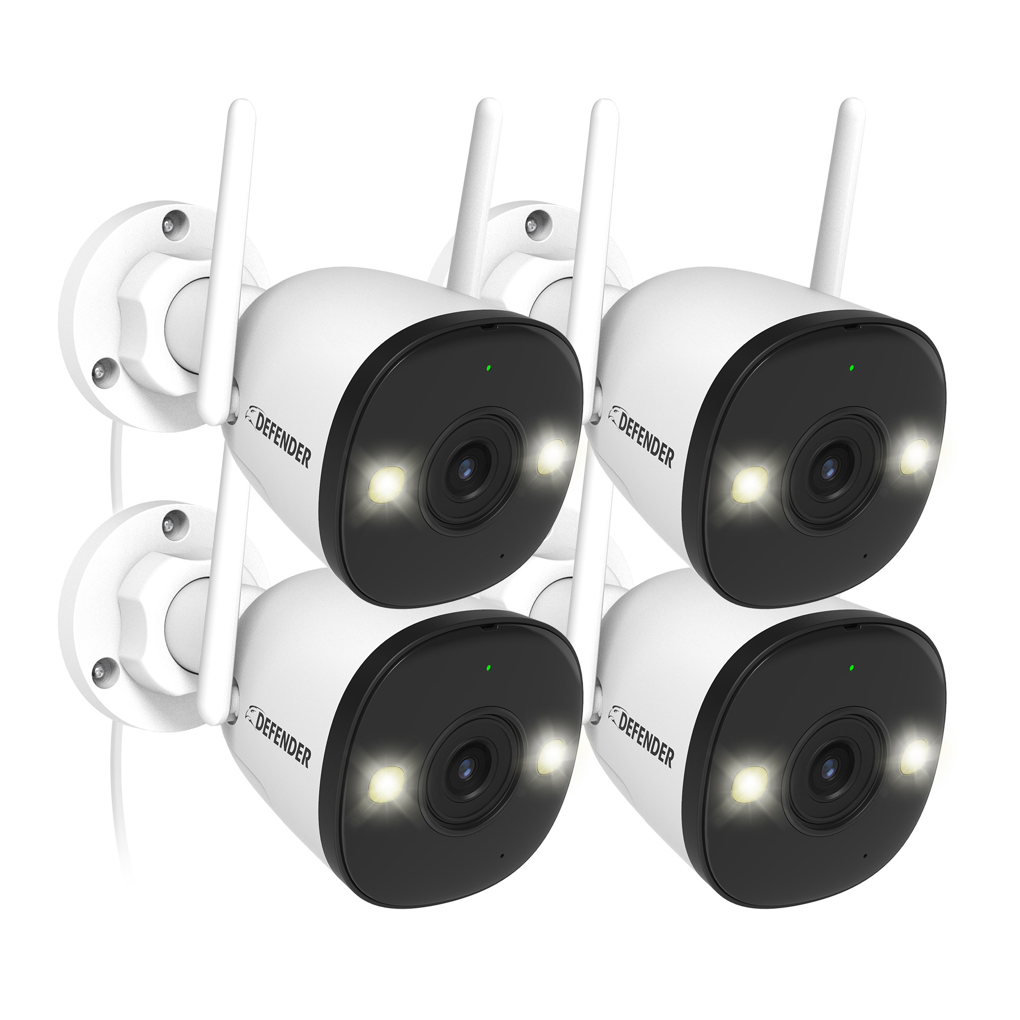 Defender AI POWERED 4K Guard Pro Wi-Fi Plug-in Power Security Cameras, 4-pack