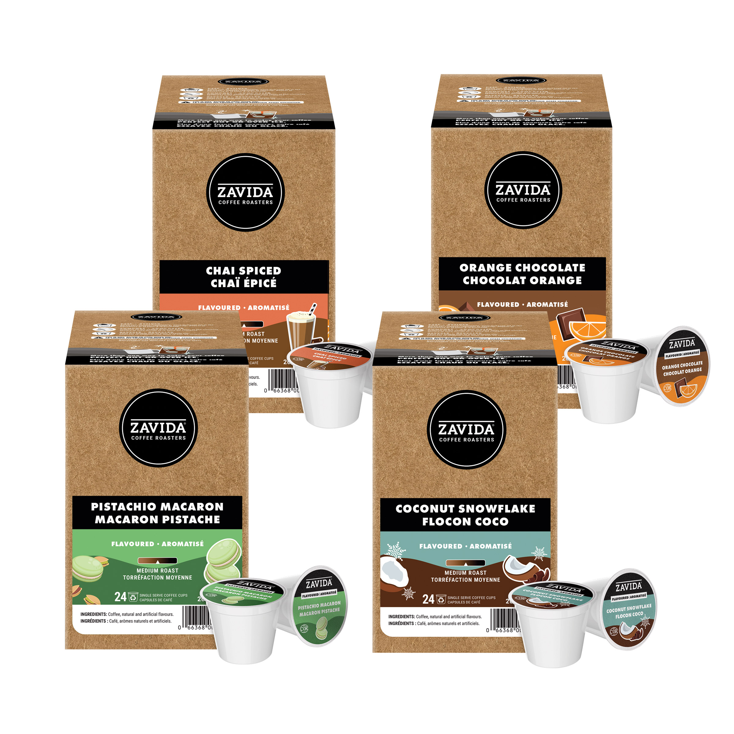 Zavida Coffee Winter Variety Pack Single Serve K Cups, 96 count