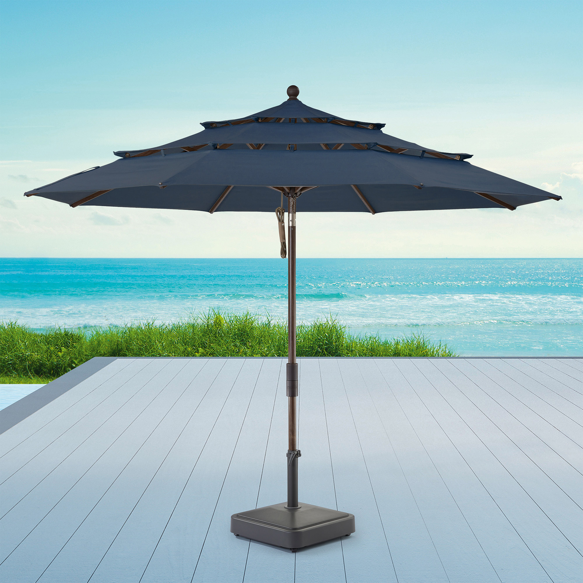 Proshade 11ft Wood-Look Collar Tilt Aluminum Umbrella | Costco
