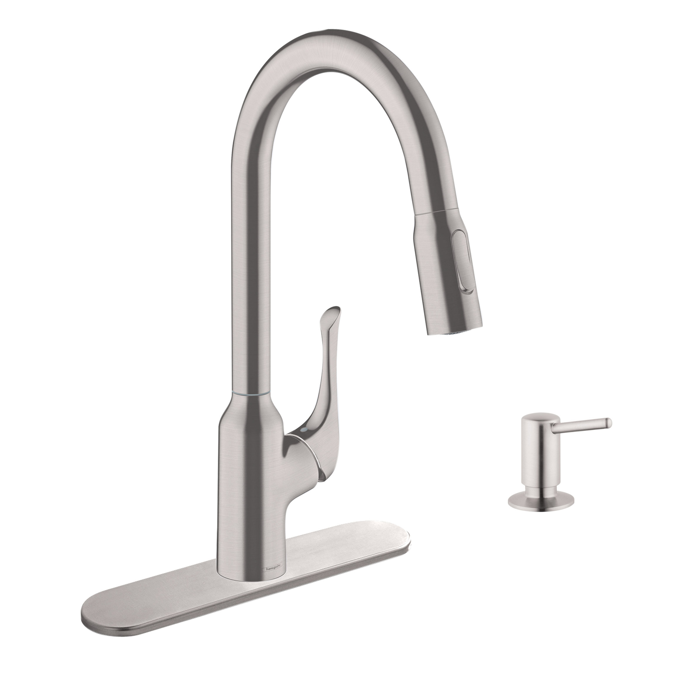 Hansgrohe Allegro HighArc Kitchen Faucet with Baseplate and Soap Dispenser