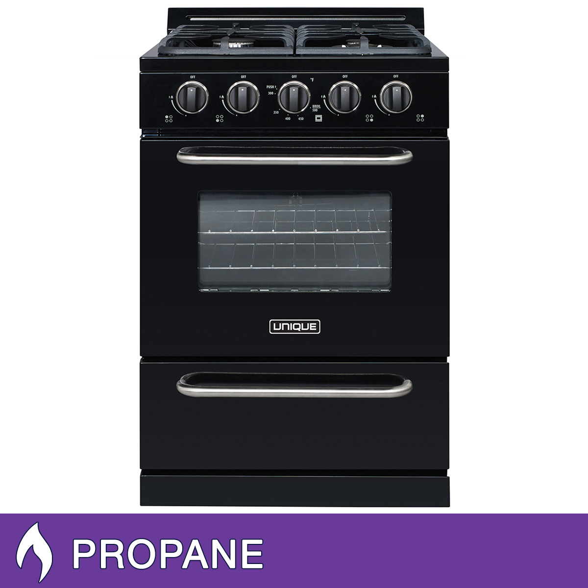 Unique Off-Grid 24 in. 3.1 cu. ft. Black Propane Range