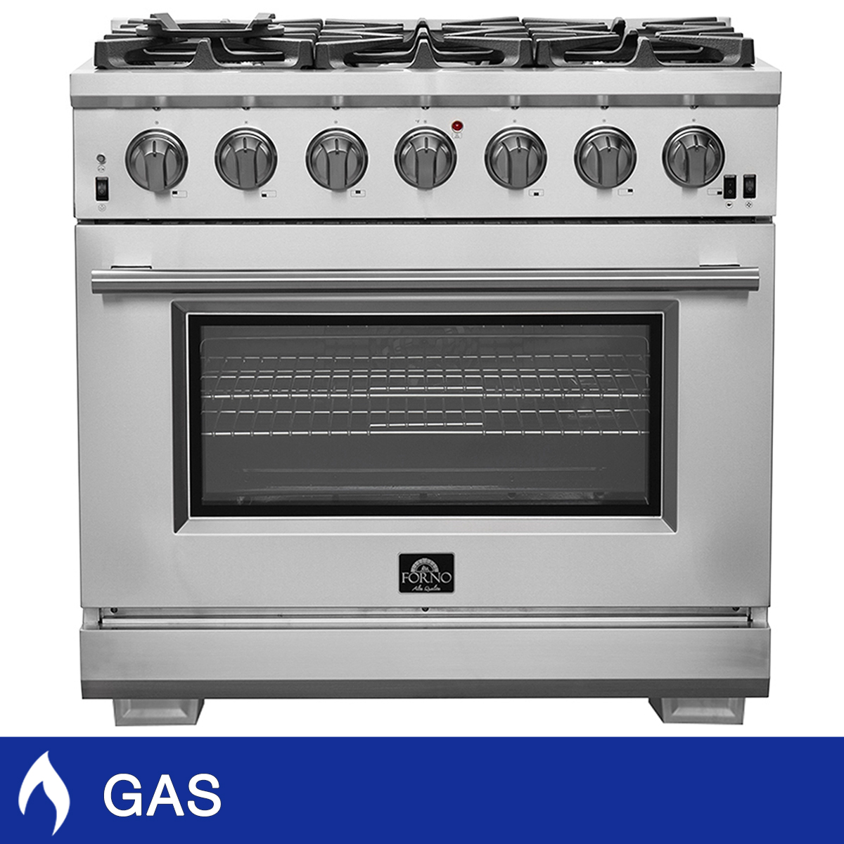 Forno Capriasca 36 in. 5.36 cu. ft. Stainless Steel Gas 6-burner Range with Convection Oven