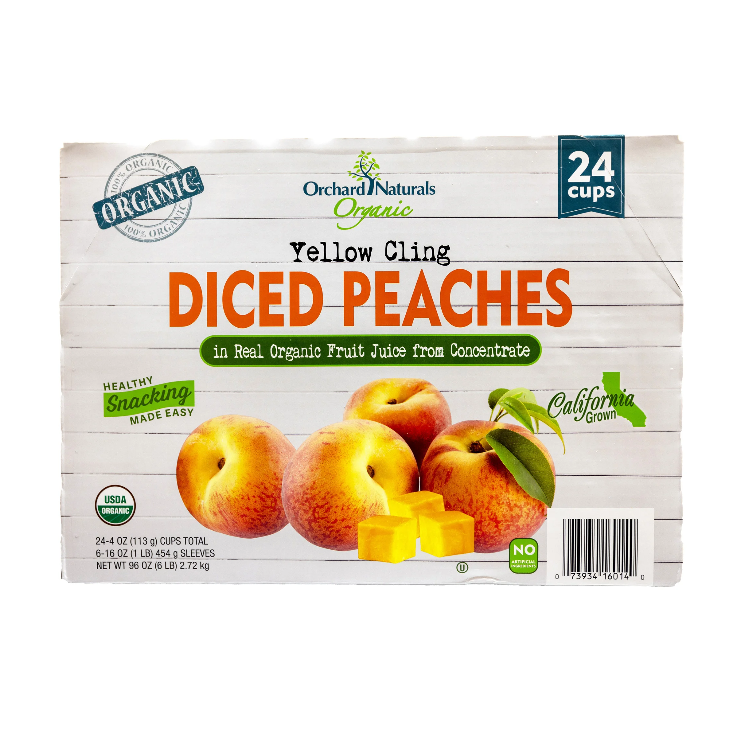 Orchard Naturals Organic Diced Peaches, 4 oz, 24-count | Costco