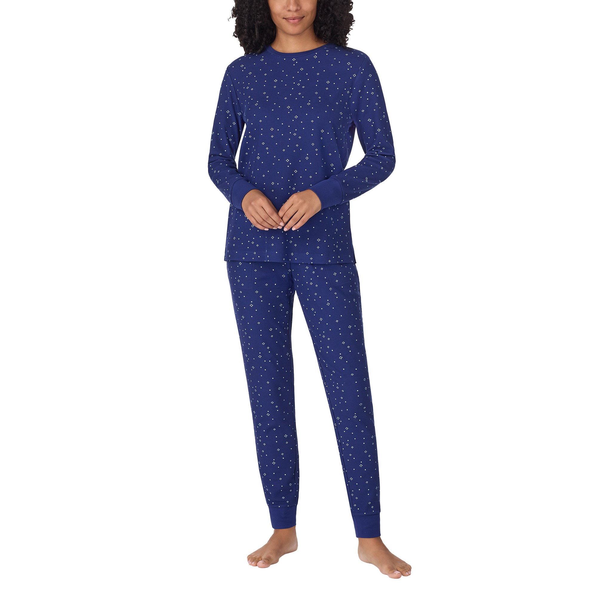 Midnight by Carole Hochman Women's Thermal Waffle PJ Set