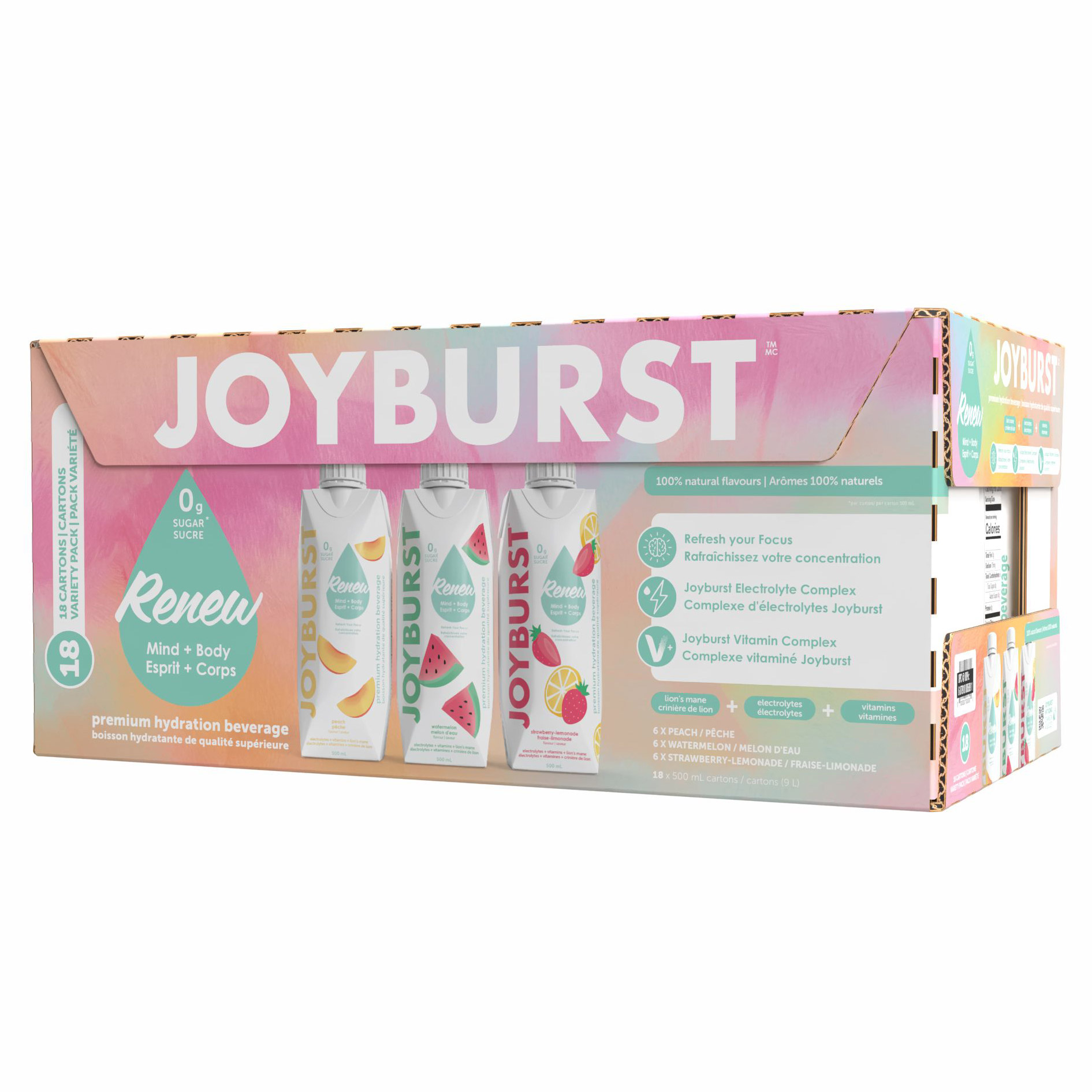 Joyburst Renew Hydration Beverage Variety Pack 500 mL, 18-pack