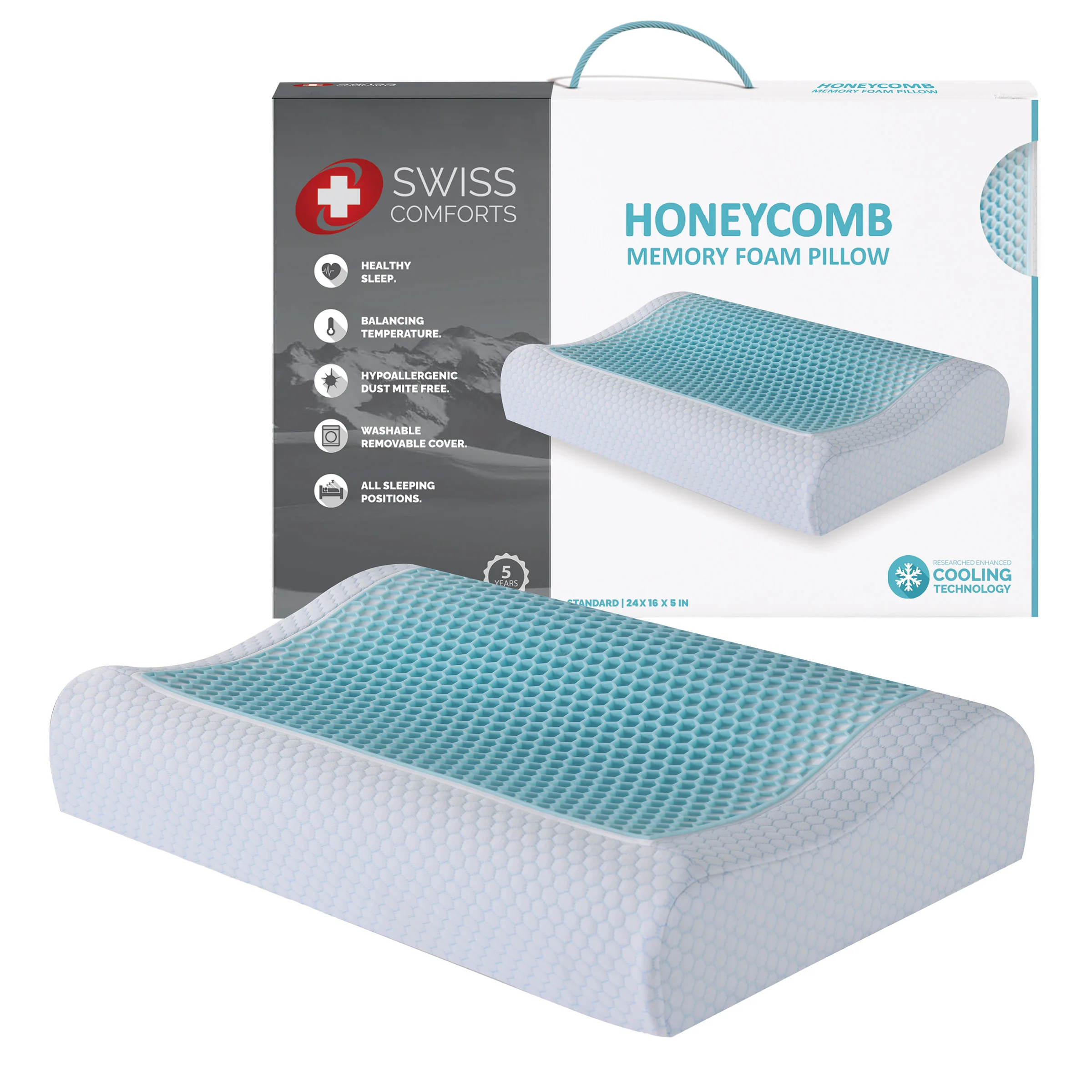 Swiss Comforts Honeycomb Neck Support Memory Foam Pillow | Costco