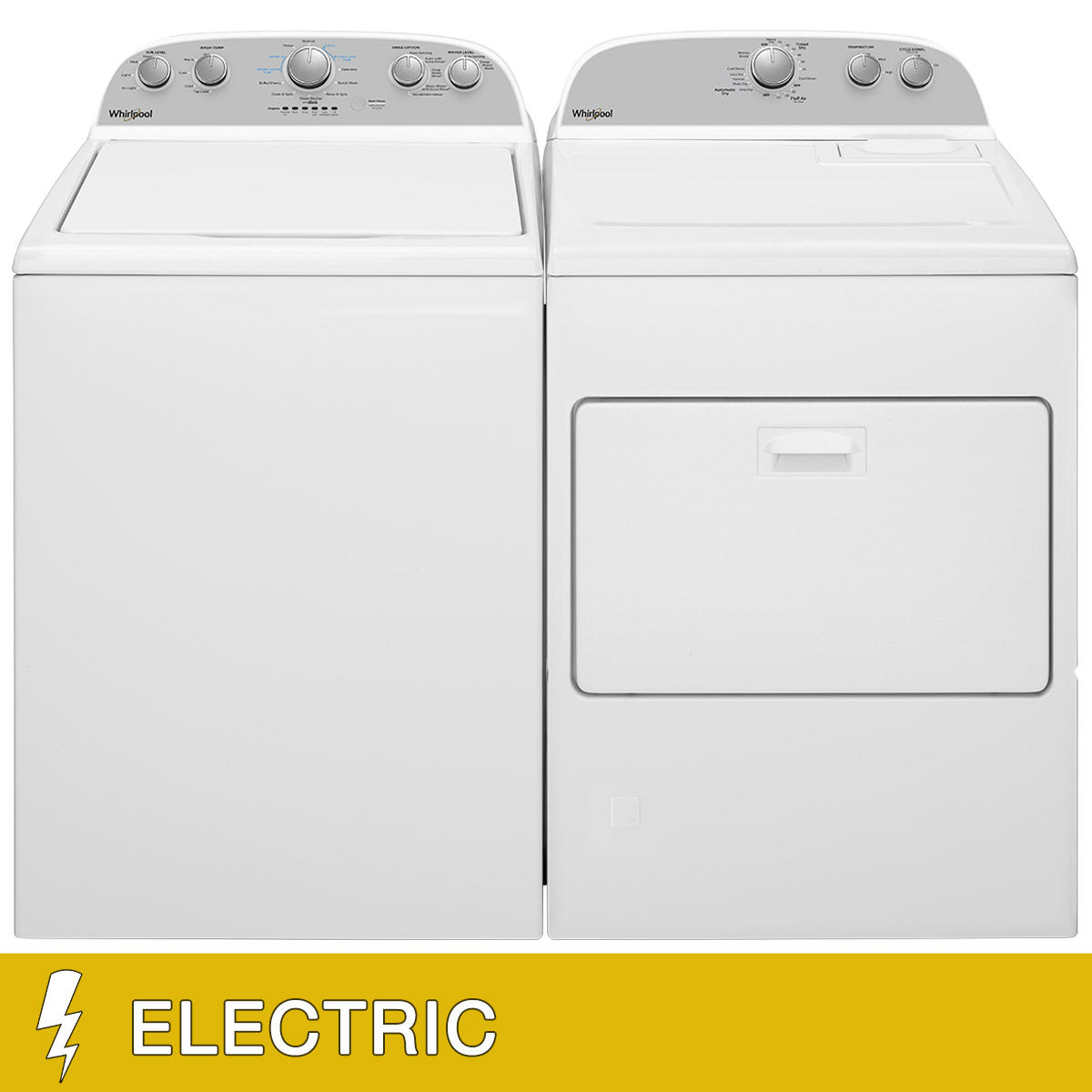 Whirlpool 3.8 cu. ft. Washer and 7.0 cu. ft. ELECTRIC Dryer with Wrinkle Shield