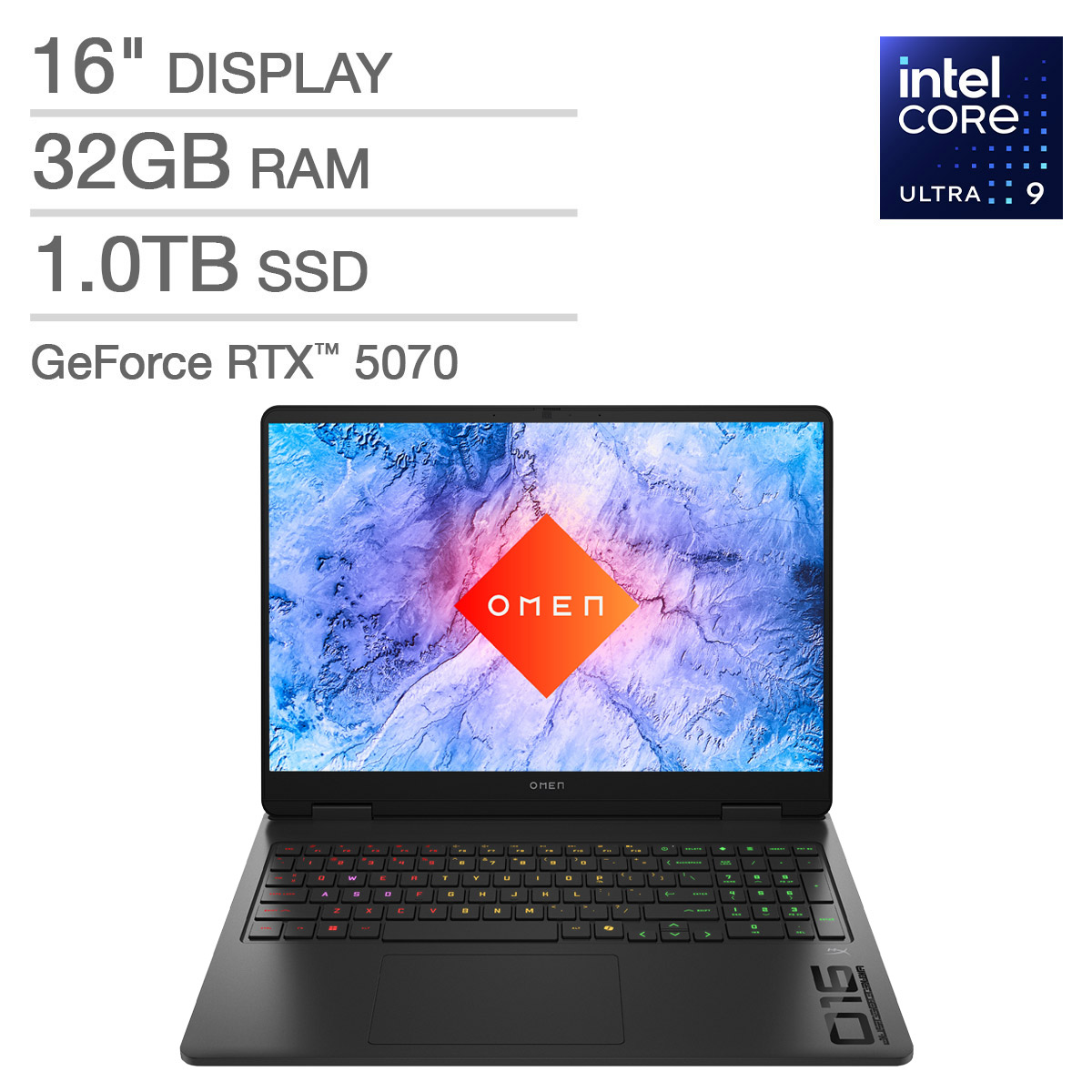 HP OMEN 16 Slim Gaming Laptop - Intel Core Ultra 9 285H - GeForce RTX 5070 - 16" 1920 x 1200 144Hz - 32GB RAM - 1TB SSD - Windows 11 Home