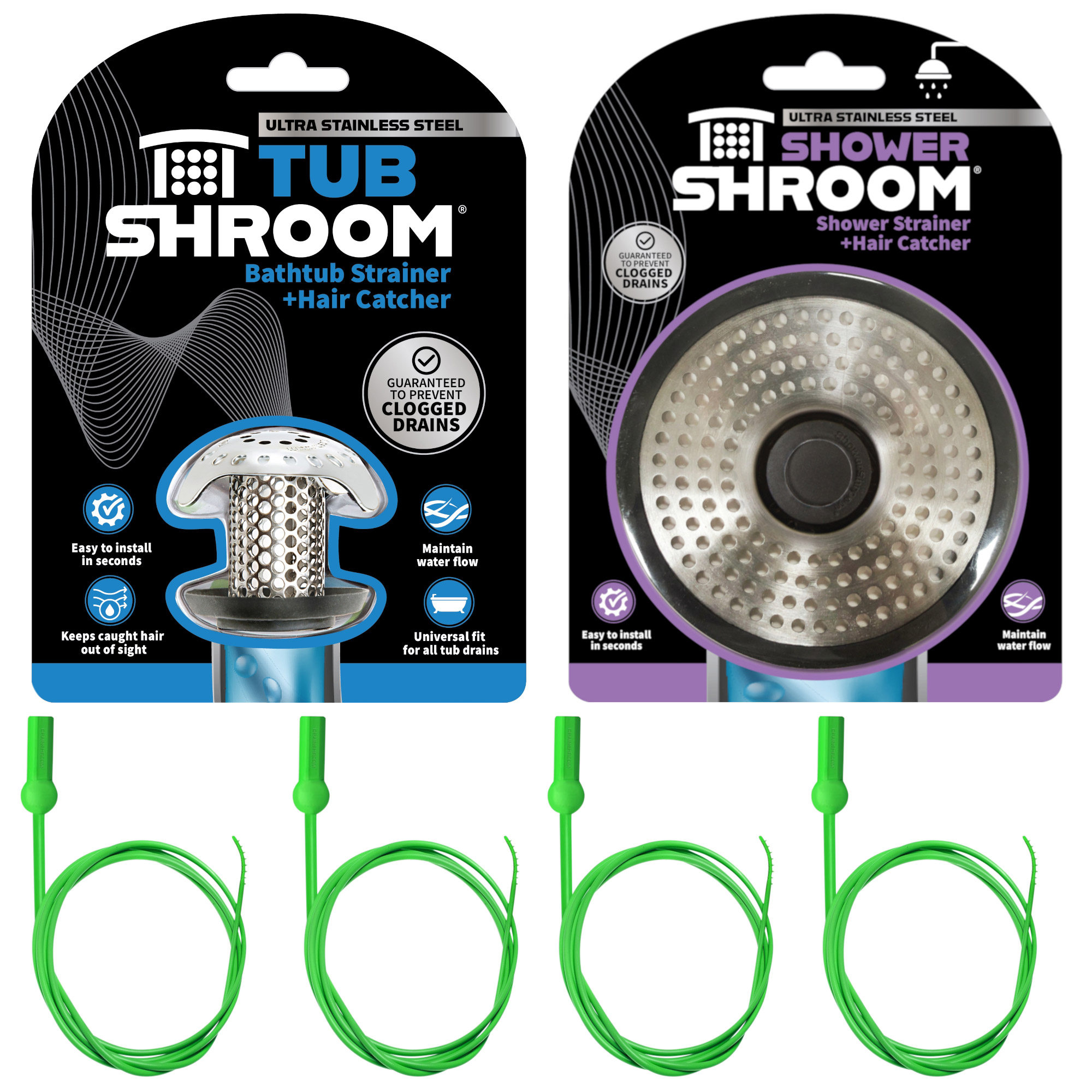 TubShroom Universal Drain Protector & Hair Catcher Bundle