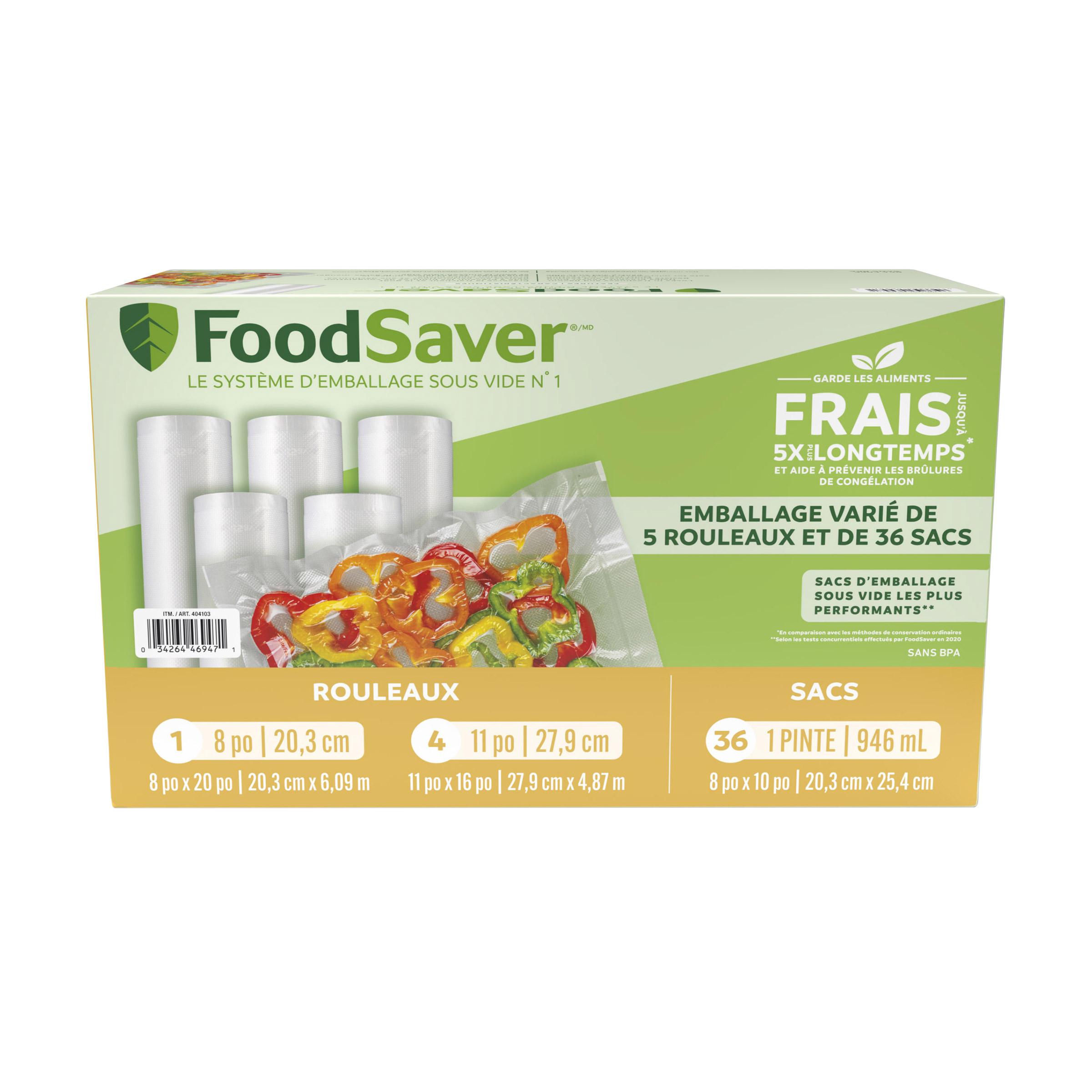 Foodsaver – Ensemble de rouleaux et de sacs  