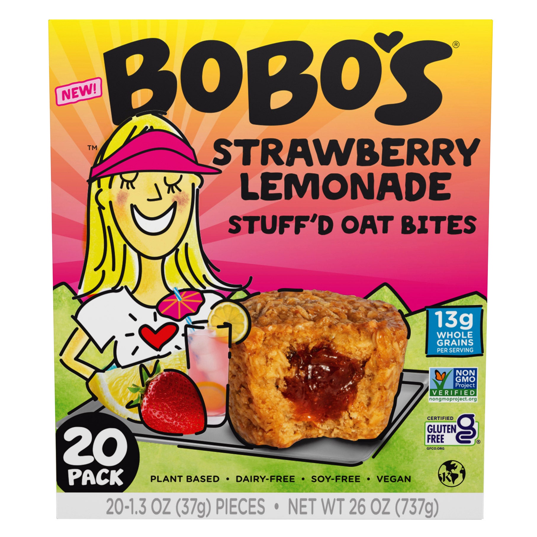Bobo's Stuff'd Bites, Strawberry Lemonade, 1.3 oz, 20-count | Costco