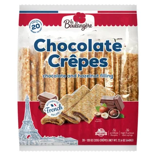 La Boulangere Chocolate Filled Crepes with Hazelnut, 1.13 oz, 20-count