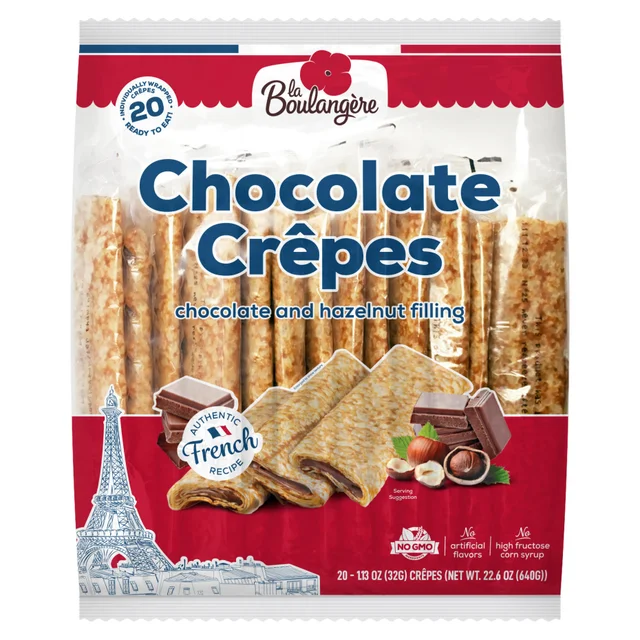 La Boulangere Chocolate Filled Crepes with Hazelnut, 1.13 oz, 20-count