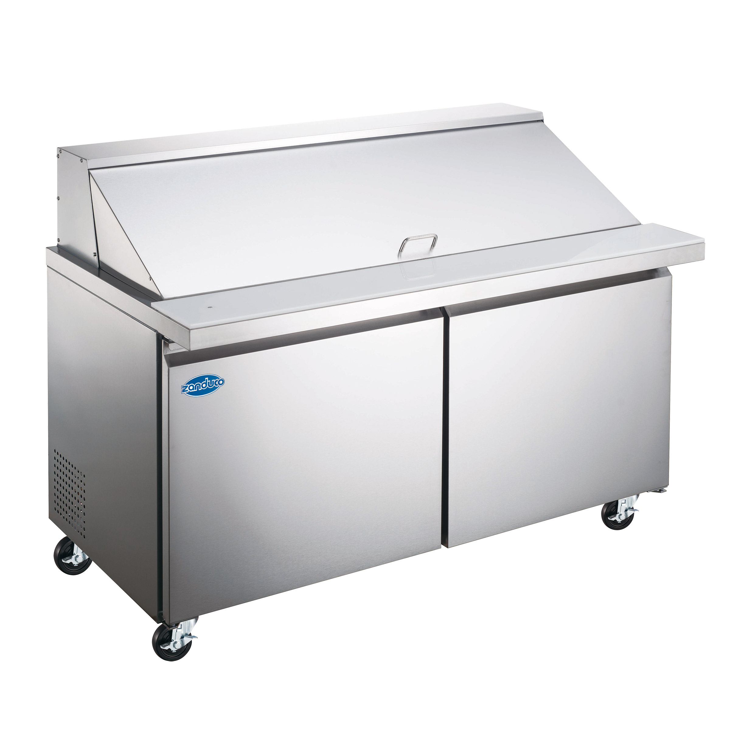 Zanduco 60 in. 16.56 cu ft. Stainless Steel Commercial Mega Refrigerated Prep Table with 2 Doors