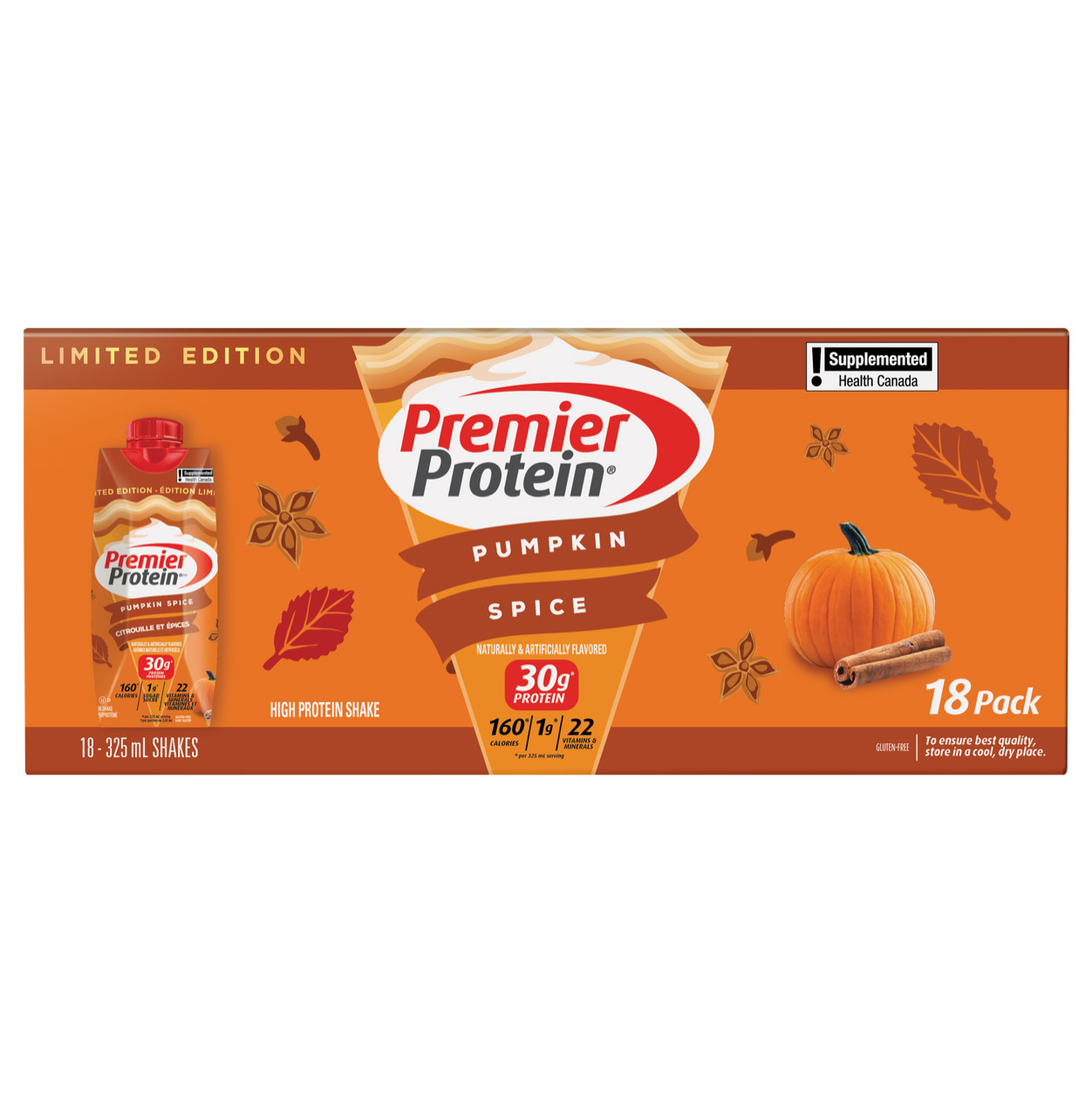 Premier Protein High-protein Pumpkin Spice Shake, 18 x 325 mL