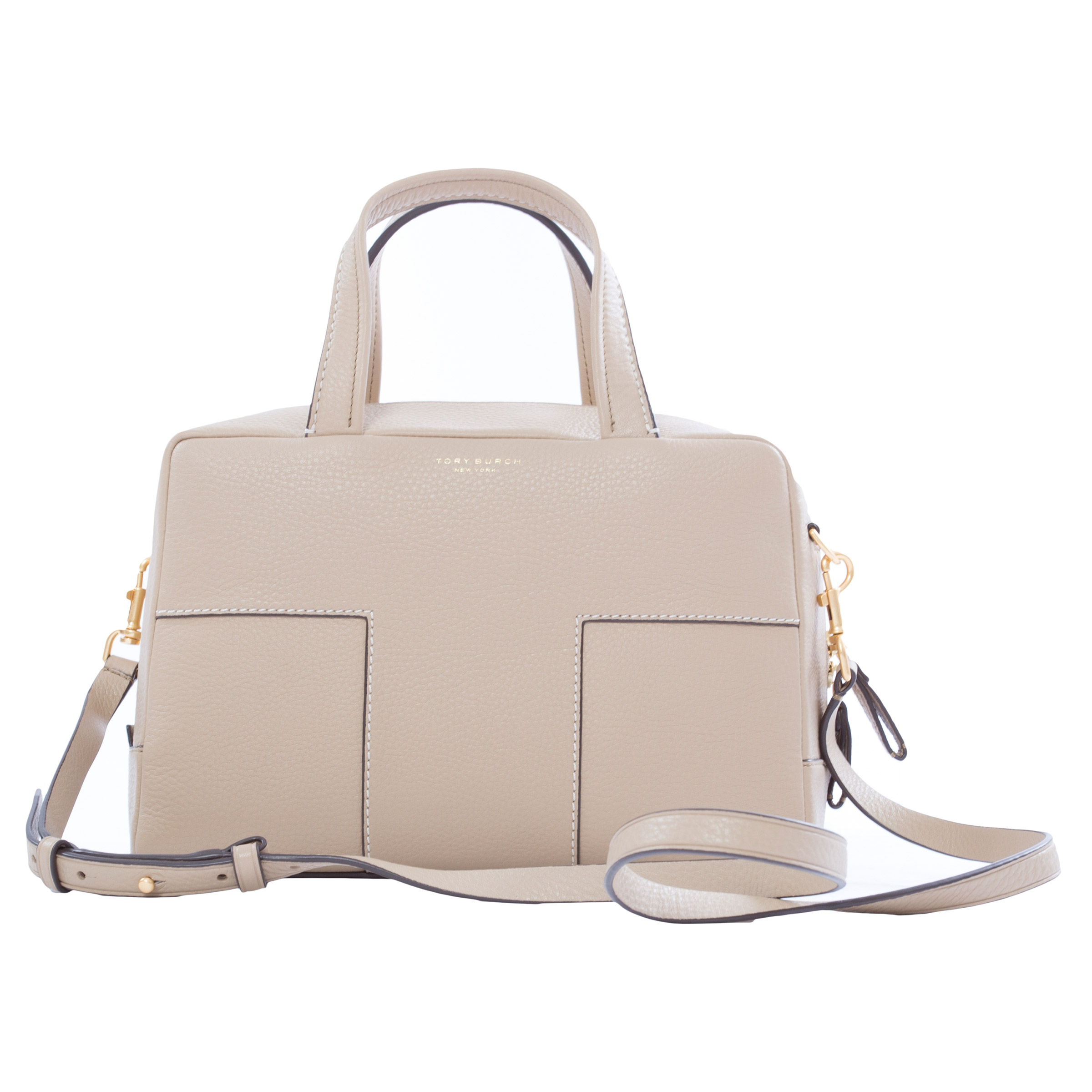 【美品】TORY BURCH レザー 2way バッグ BLOCK-T Tory Burch Block-T Pebbled Leather Satchel, White | Costco