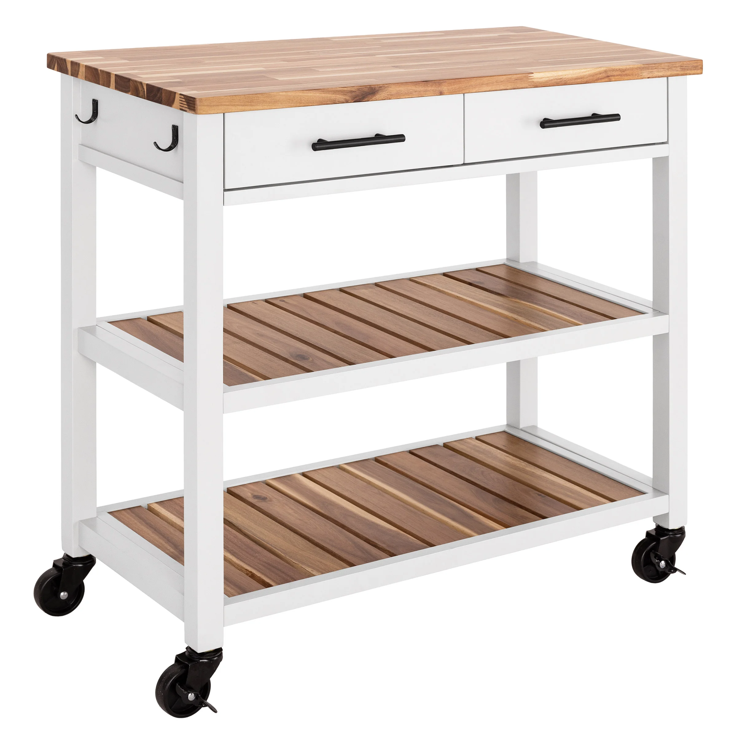Seville Kitchen Cart with Acacia Shelves