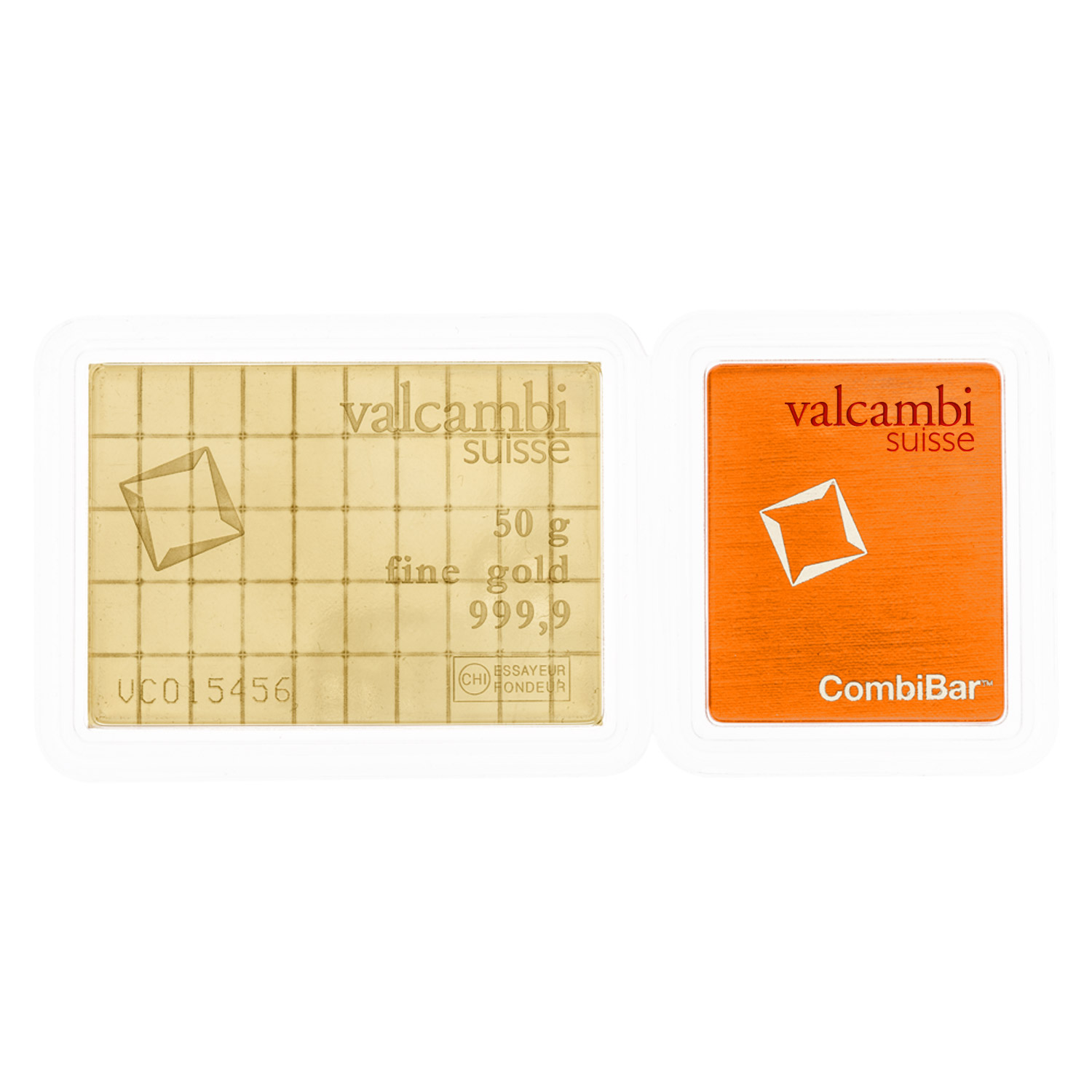 50 gram Gold Valcambi Combibar (New in Assay)