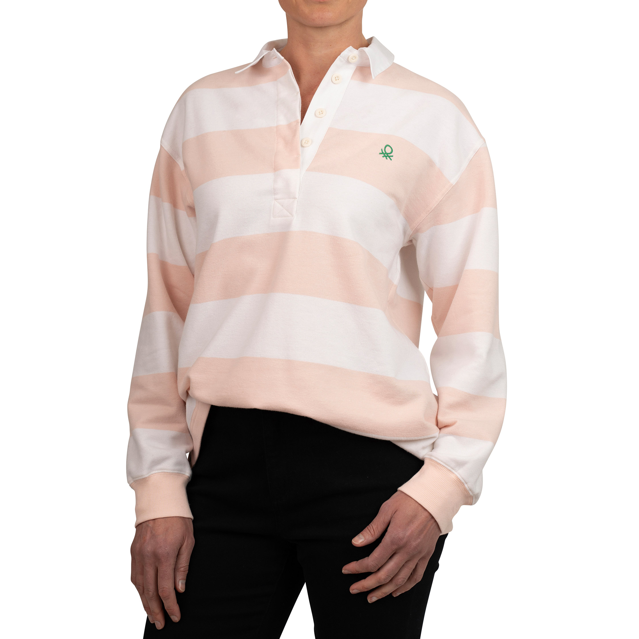 United Colors of Benetton Women’s Long Sleeve Rugby Stripe Polo