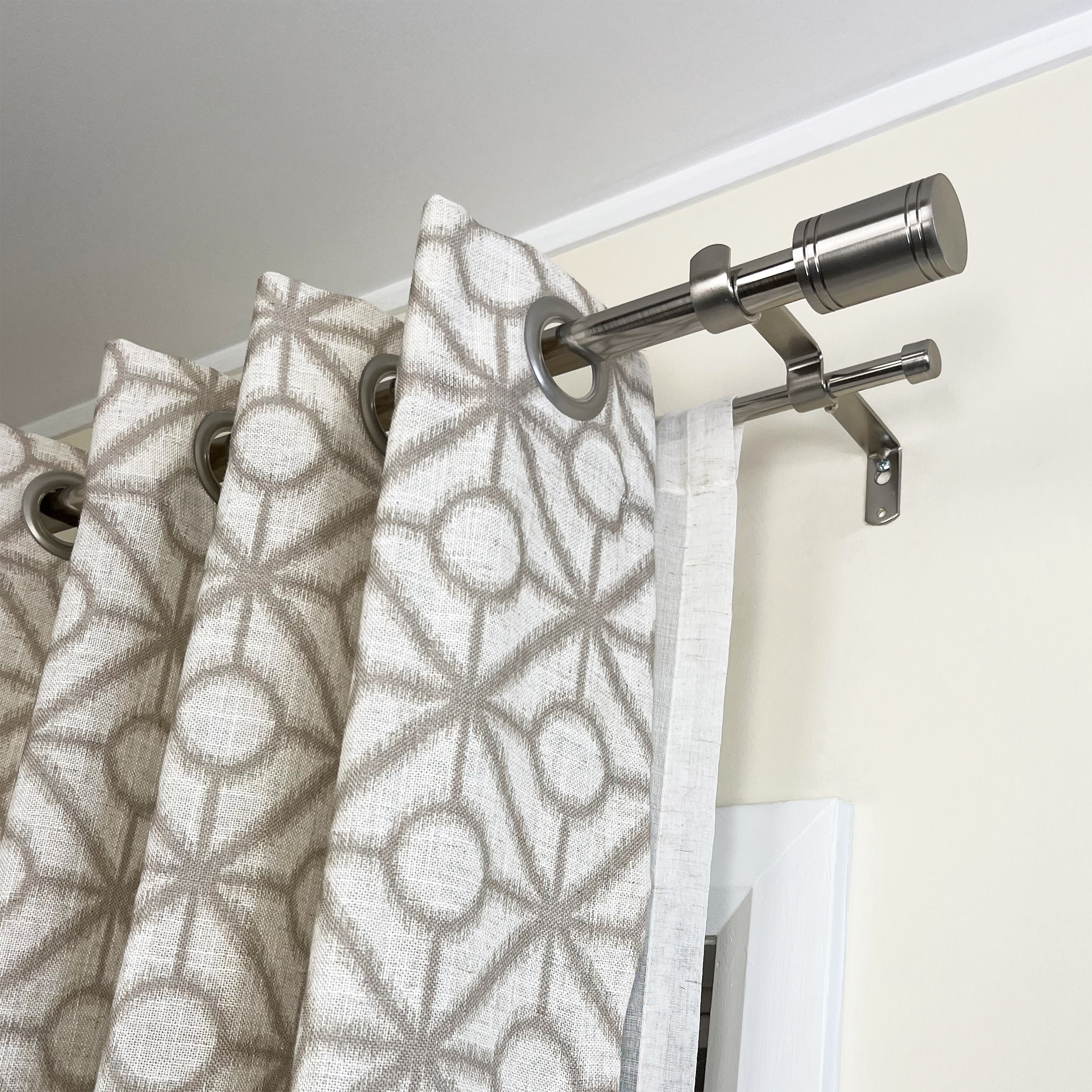 Versailles Imperial Ringlets Finial Double Curtain Rod Set