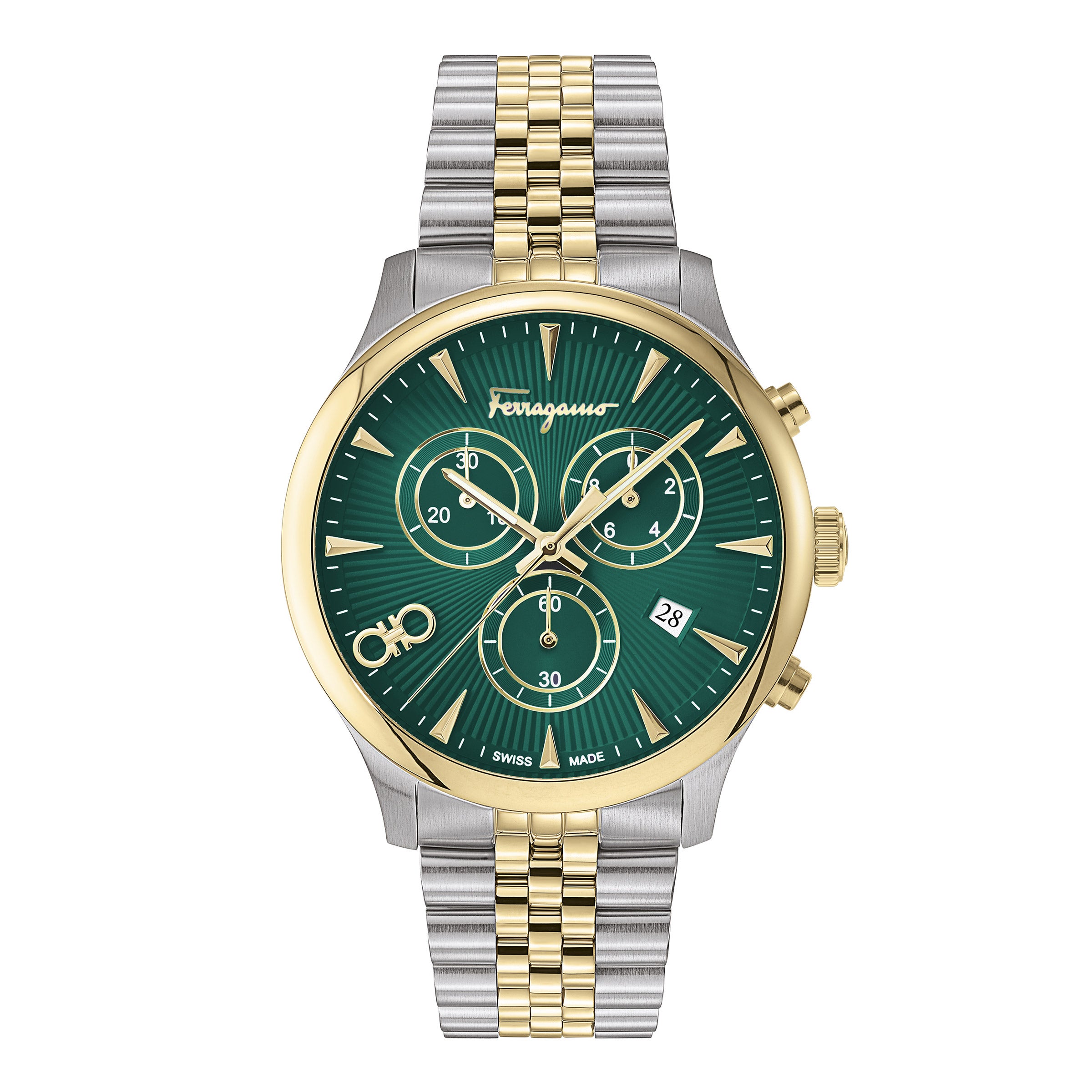 Ferragamo Duo Chrono Green Dial Mens Watch | Costco