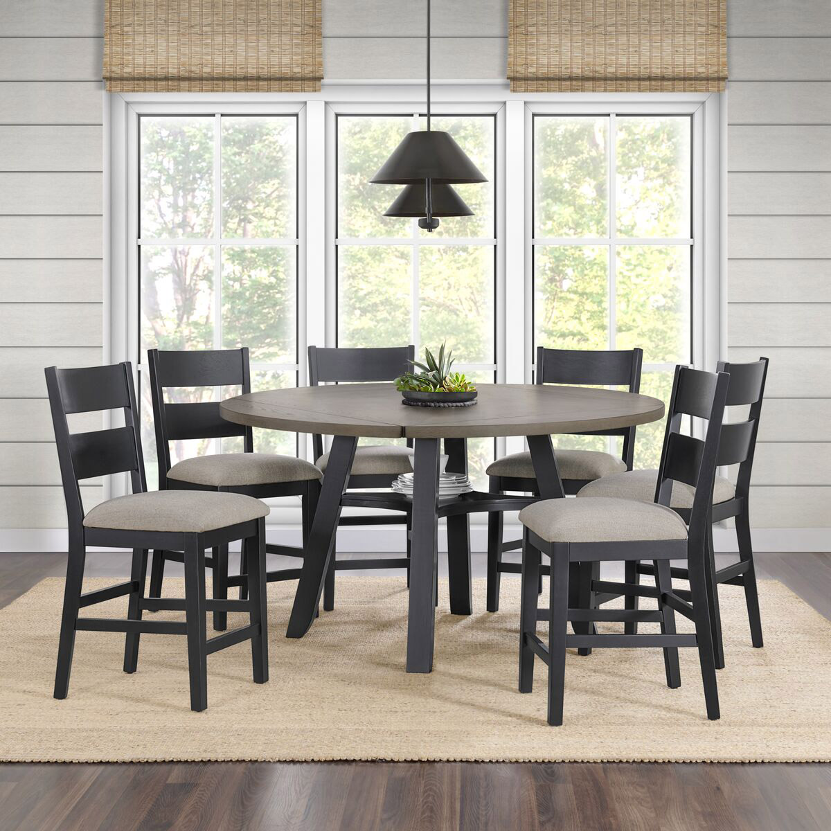 Easton 7-piece Square to Round Counter Height Dining Set