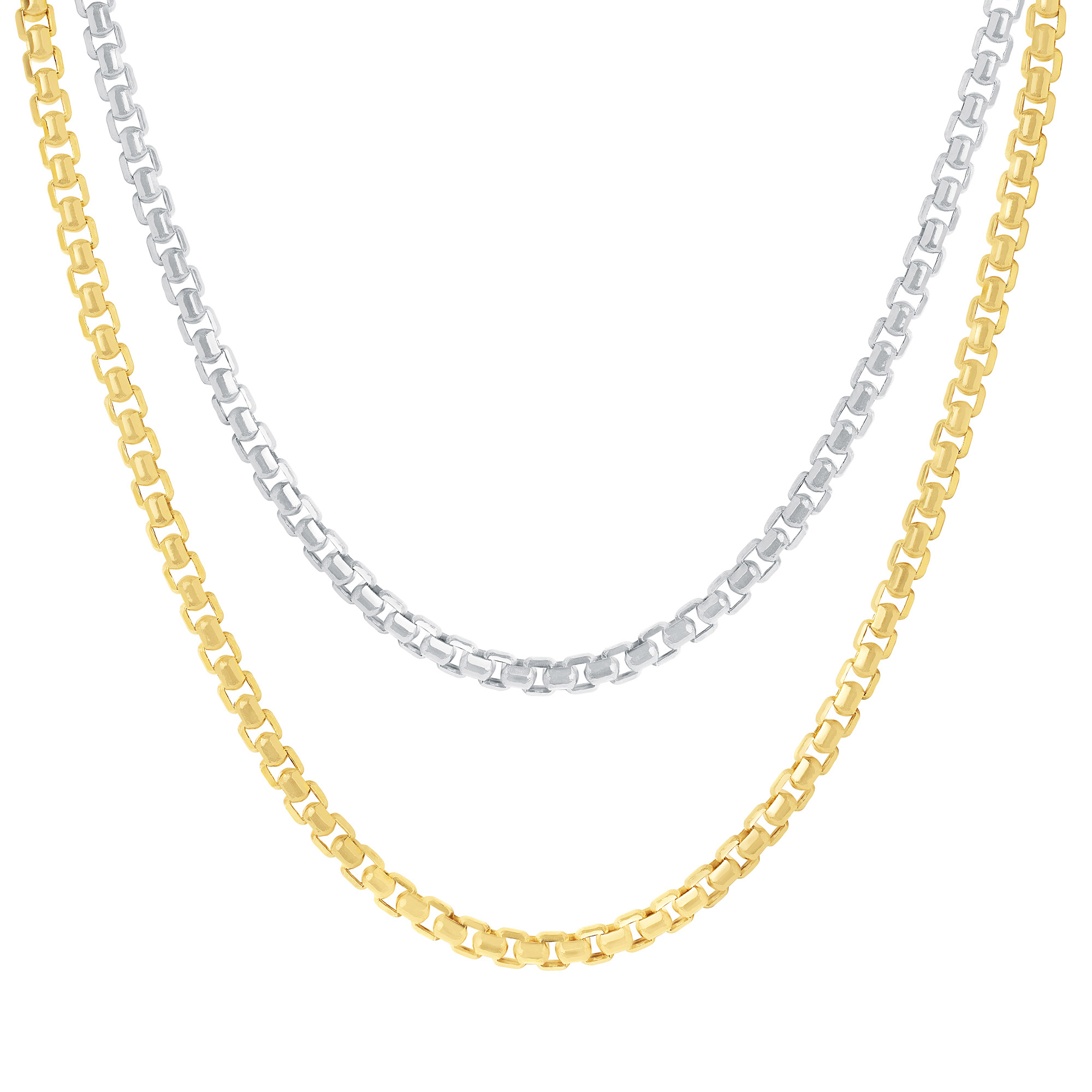 High Polish and Diamond Cut Round Box Chain