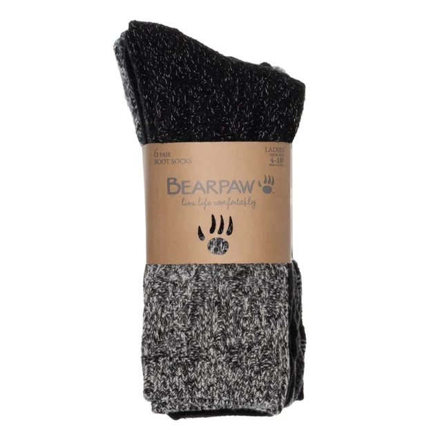 BEARPAW WOMEN'S BOOT SOCK 6 PAIR