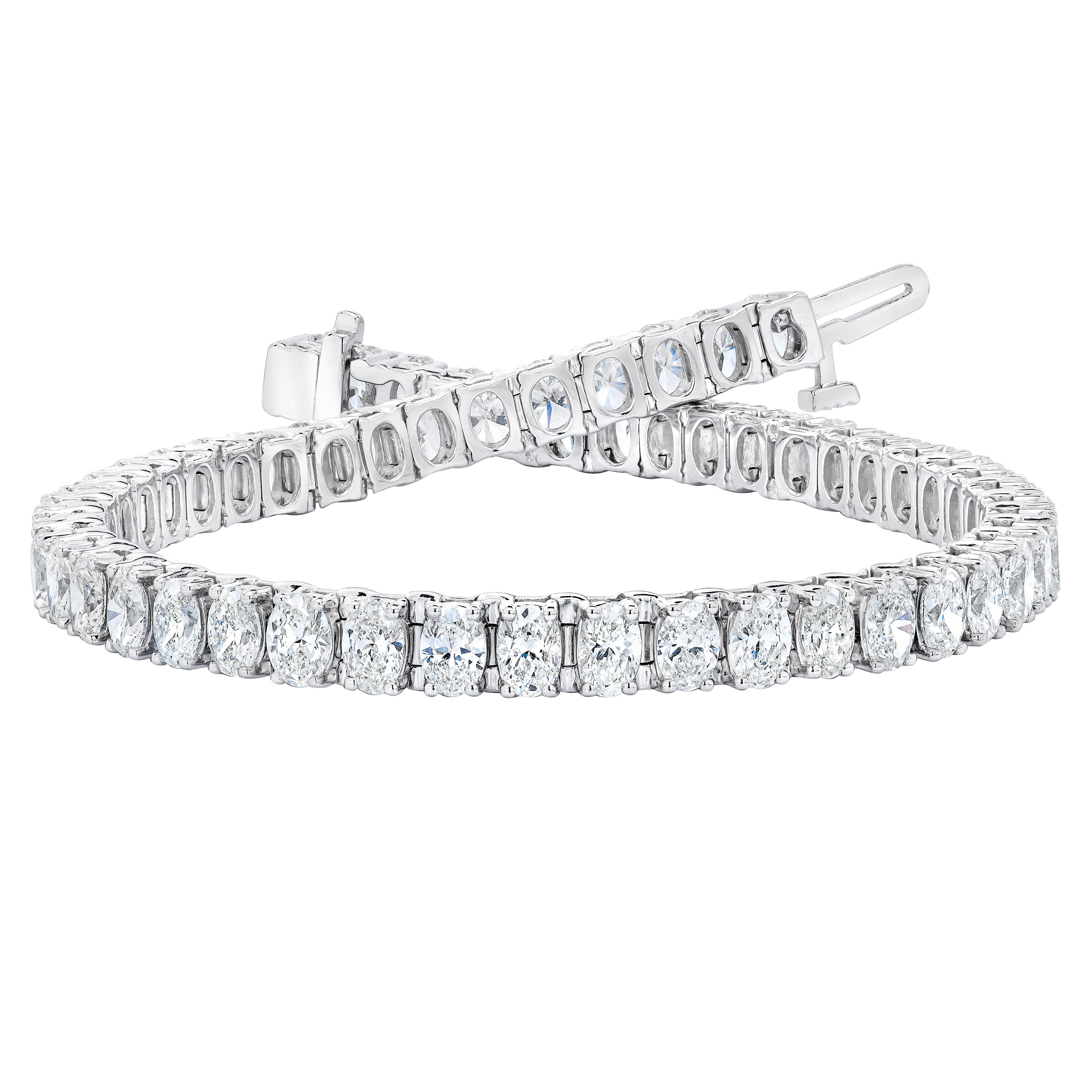 Oval Cut 8.00 ctw VS2 Clarity  I Color Diamond 14kt White Gold Bracelet