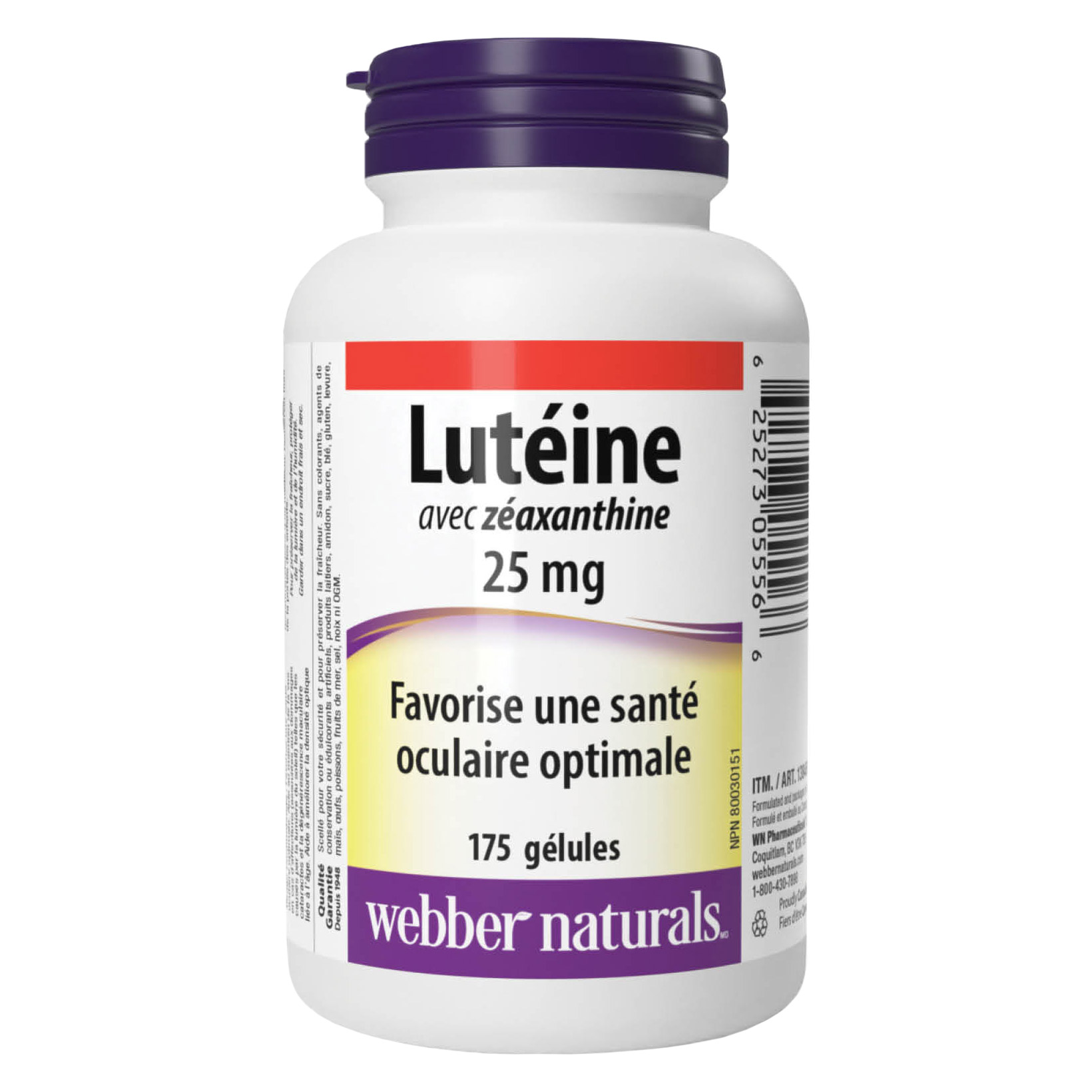 webber naturals Lutéine 25 mg avec 5 mg de zéaxanthine - 175 gélules