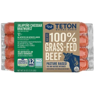 Teton Waters Ranch Beef Jalapeño Cheddar Brat, 36 oz-12-count