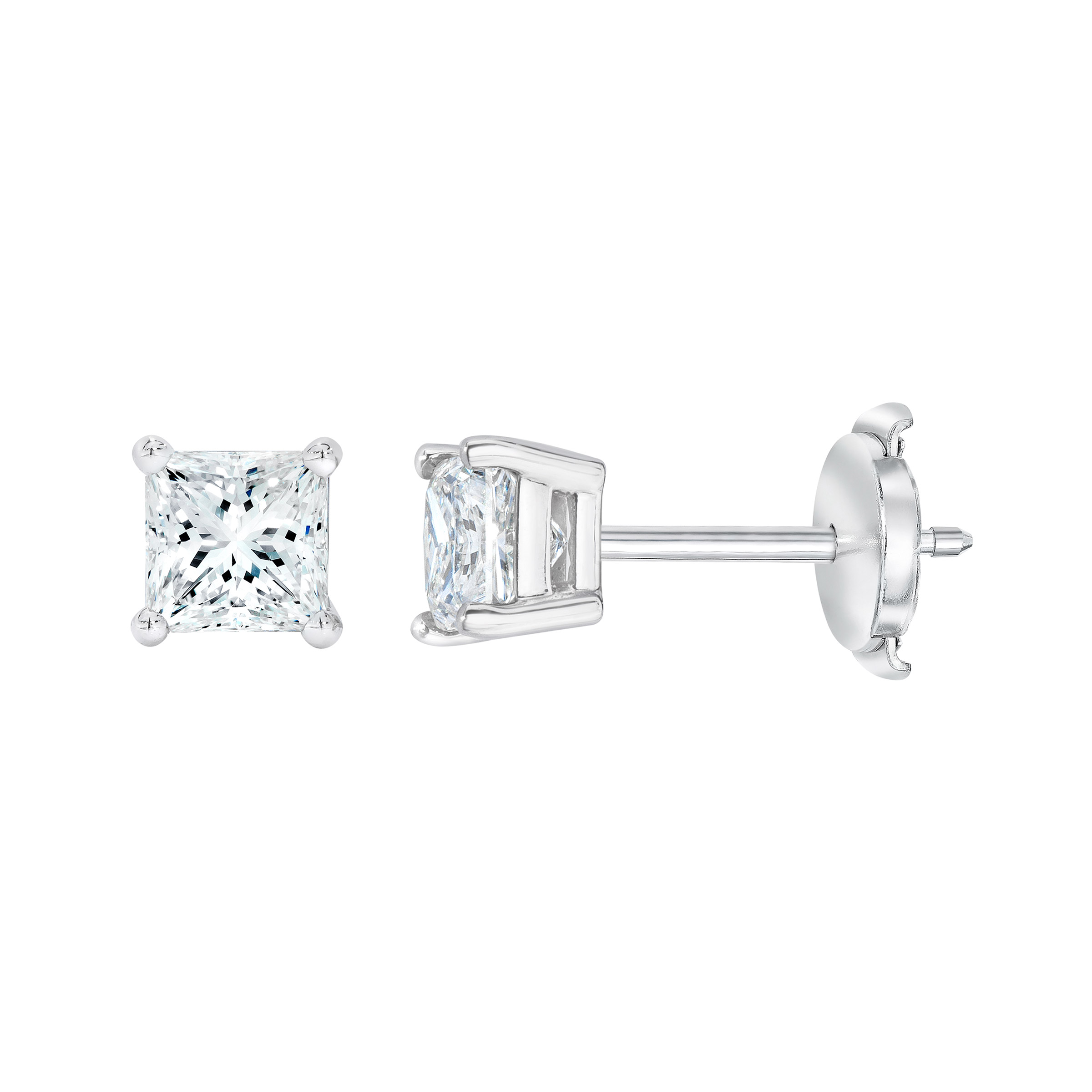 Princess Cut Diamond Stud Earrings (1.80 ctw)